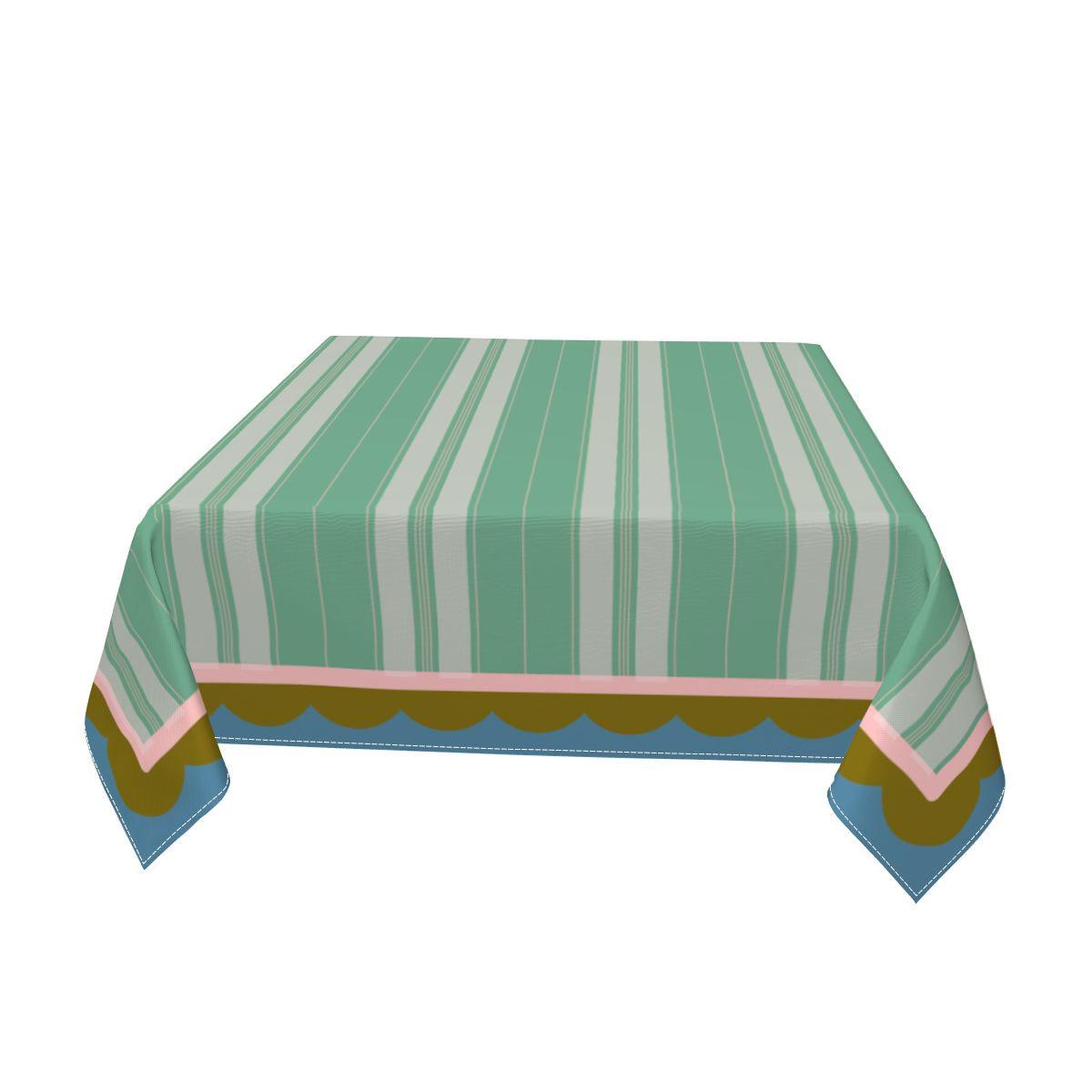 Mahjong Green Stripe La Fete Tablecloth, view 3