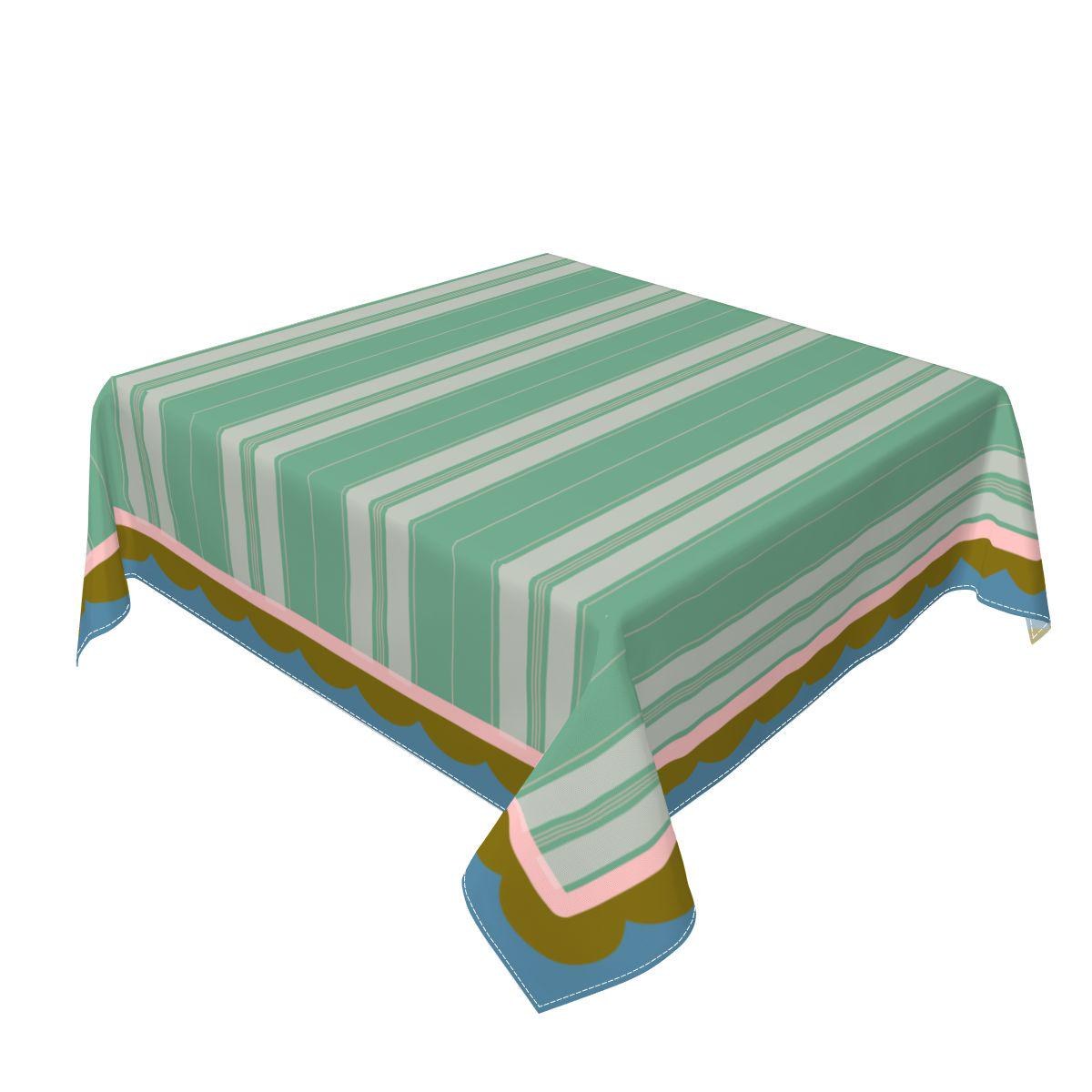 Mahjong Green Stripe La Fete Tablecloth, view 5