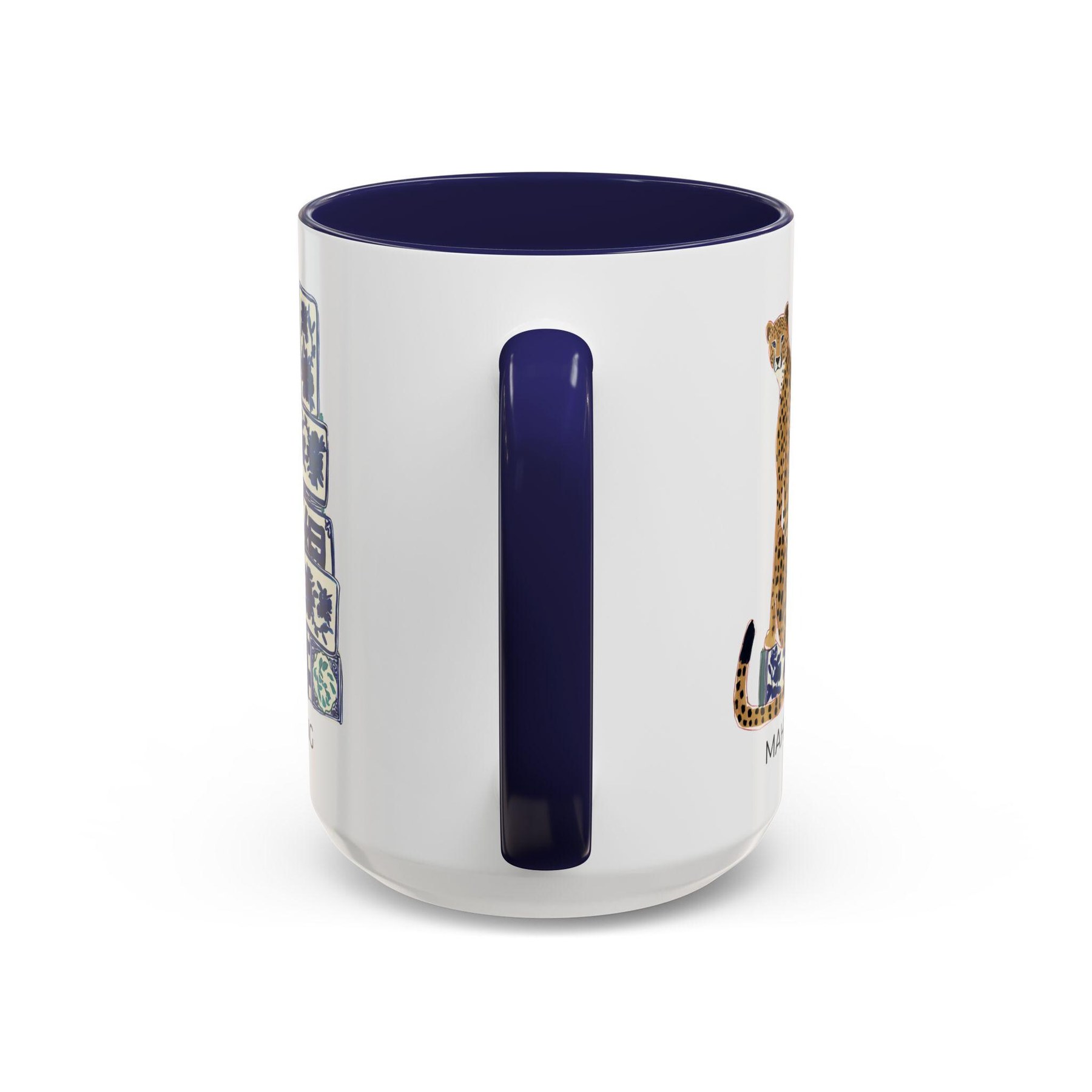 Mahjong Cheetah with Blue and White Tiles Mug, view 7