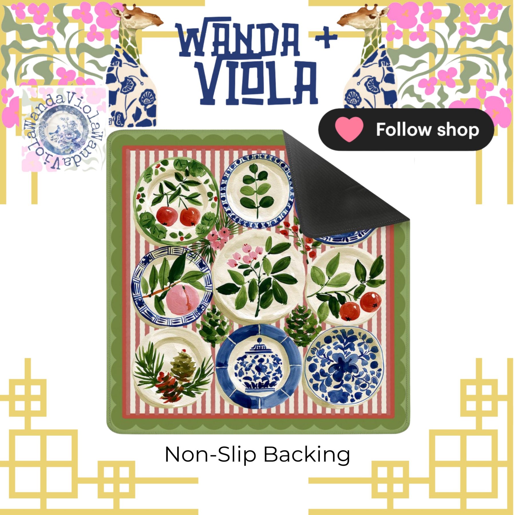 Mahjong Christmas Chinoiserie Plates Game Mat, view 3