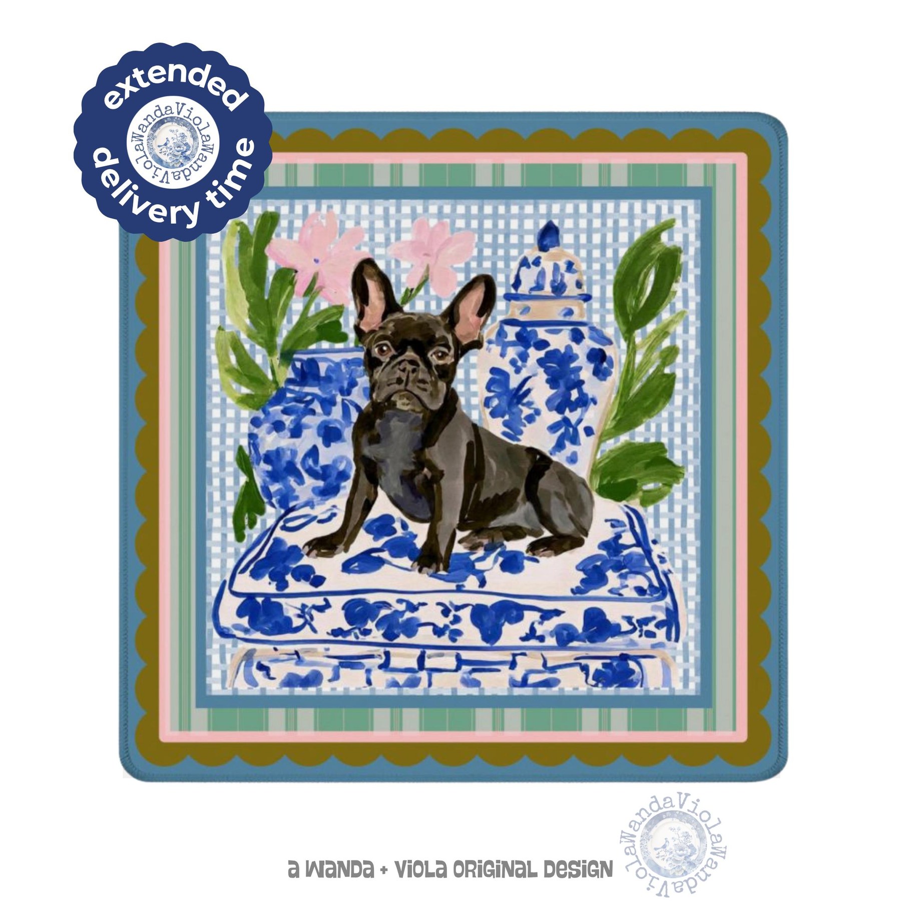 Mahjong Black French Bulldog Game Mat