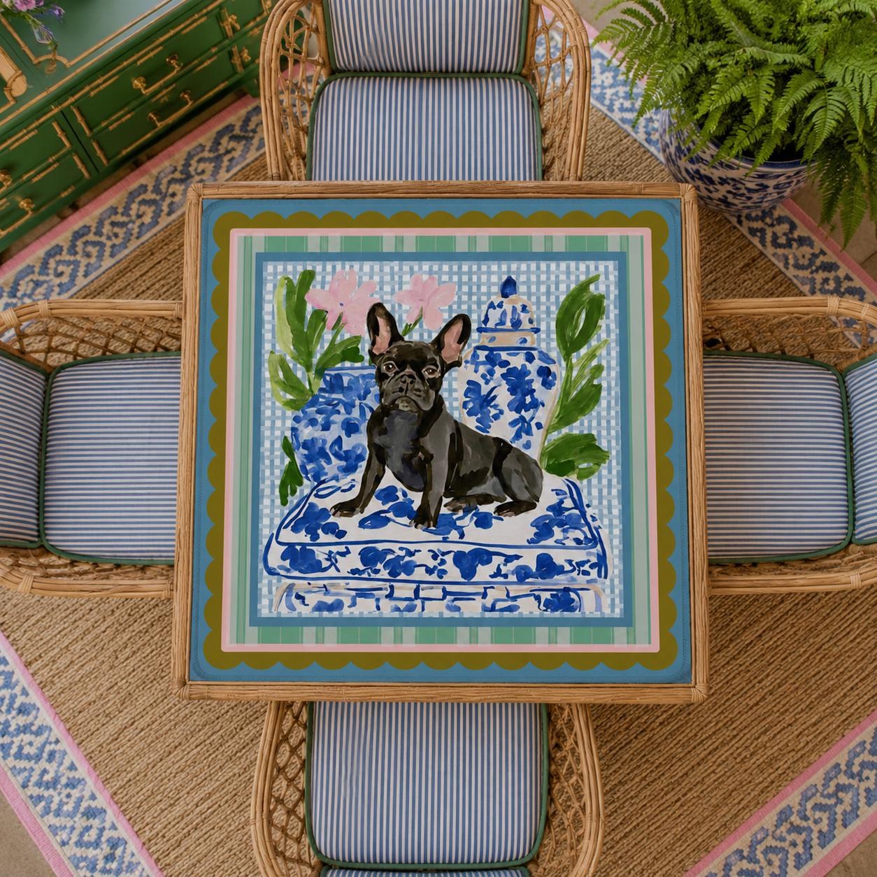 Mahjong Black French Bulldog Game Mat, view 2
