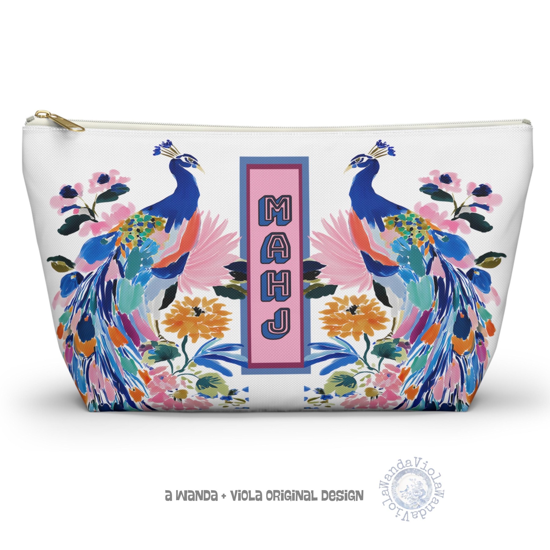 Mahjong Chinoiserie Floral Peacock Tile Bag