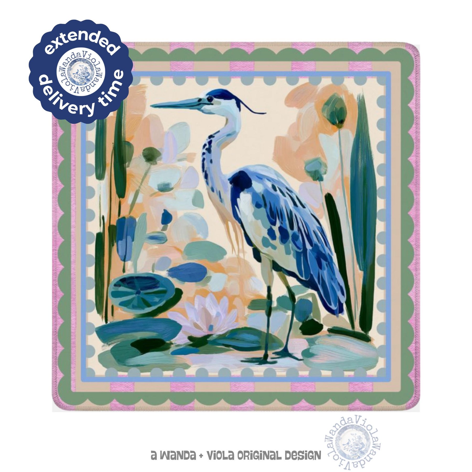 Mahjong Blue Heron Striped Game Mat