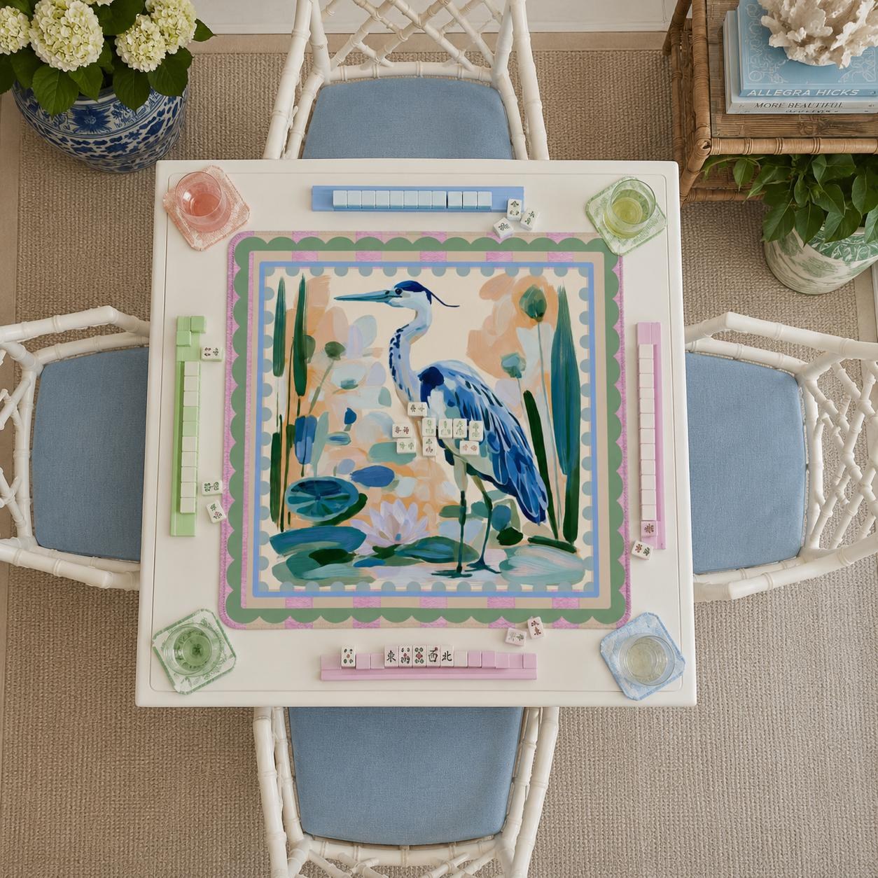Mahjong Blue Heron Striped Game Mat, view 2