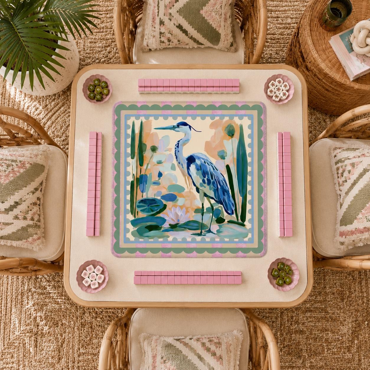 Mahjong Blue Heron Striped Game Mat, view 3