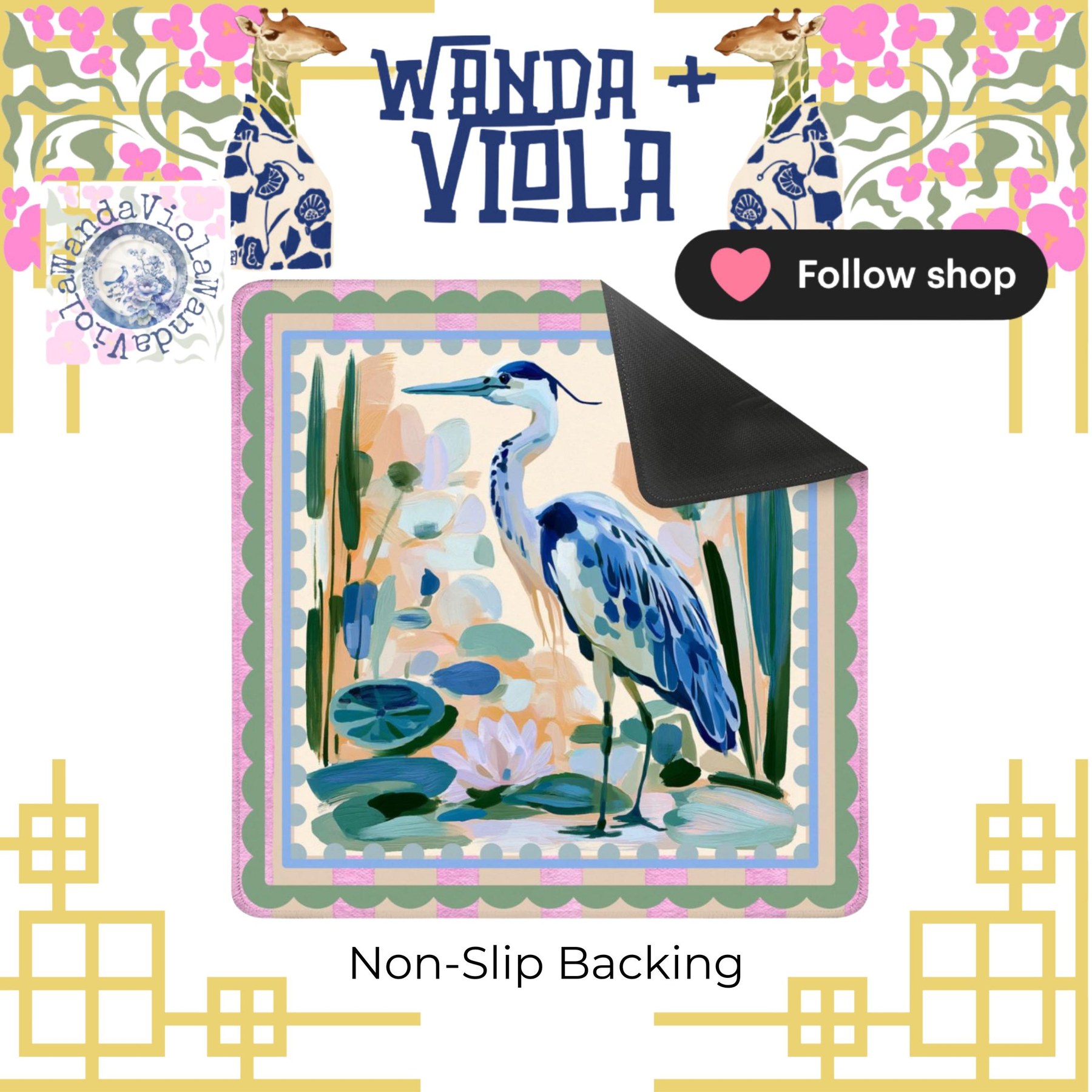 Mahjong Blue Heron Striped Game Mat, view 4