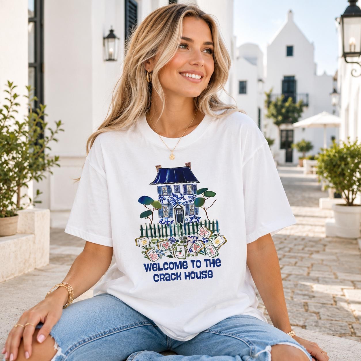 Mahjong "Welcome to the Crack House" Chinoiserie Comfort Colorsโข T-Shirt, view 2