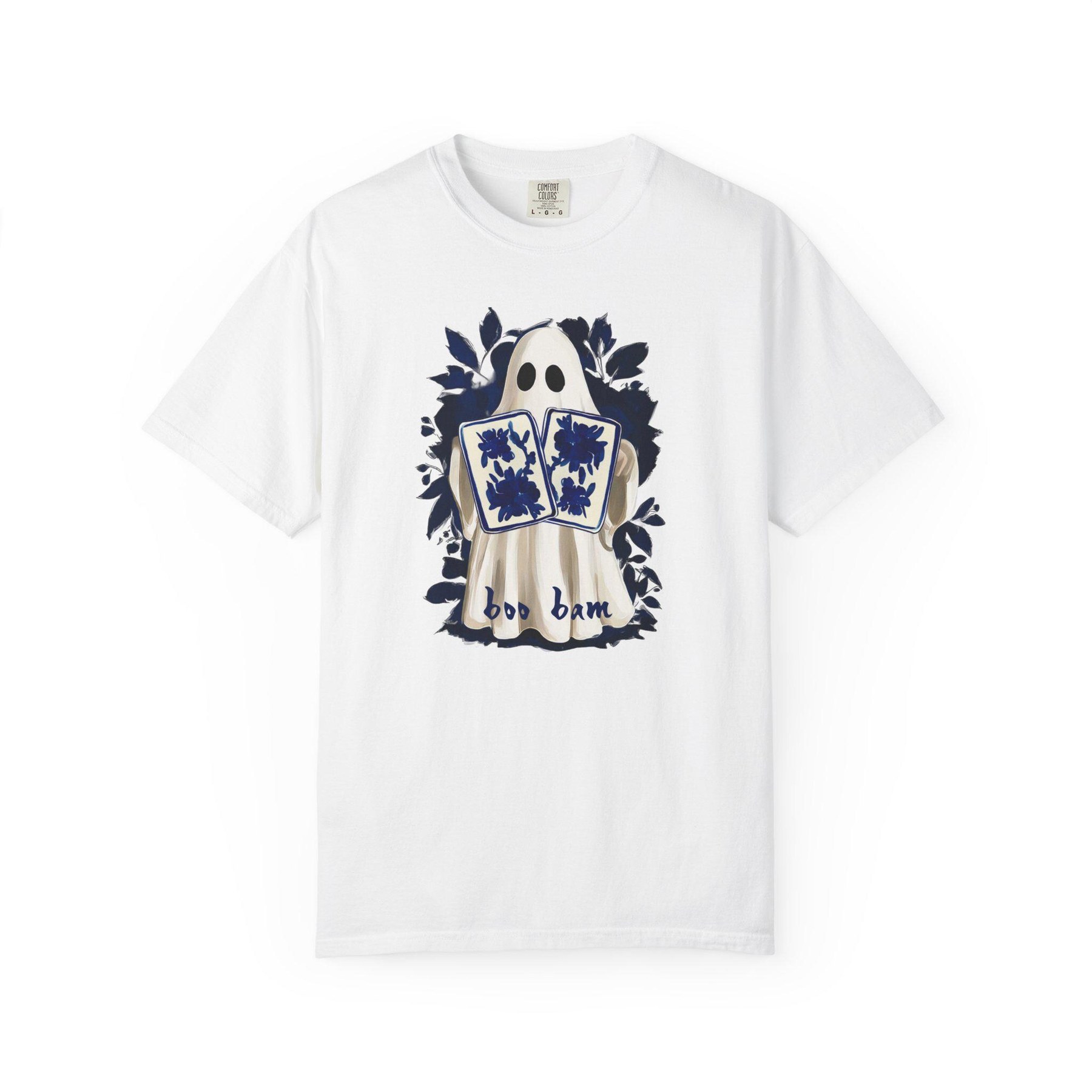 Mahjong Halloween Chinoiserie Ghost "Boo Bam" Comfort Colors™ T-Shirt, view 3