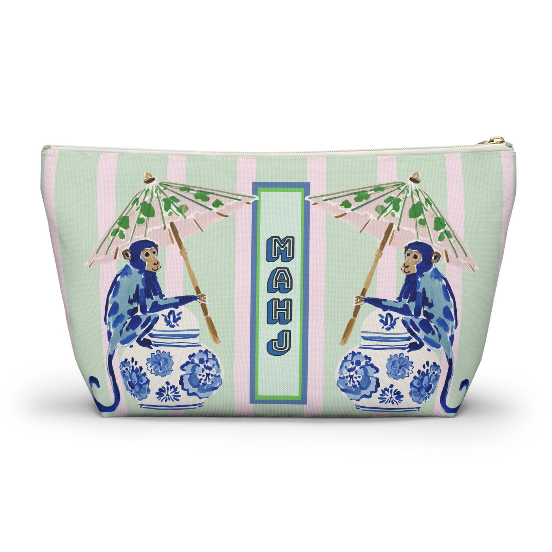 Mahjong Chinoiserie Blue Monkey Tile Bag, view 2