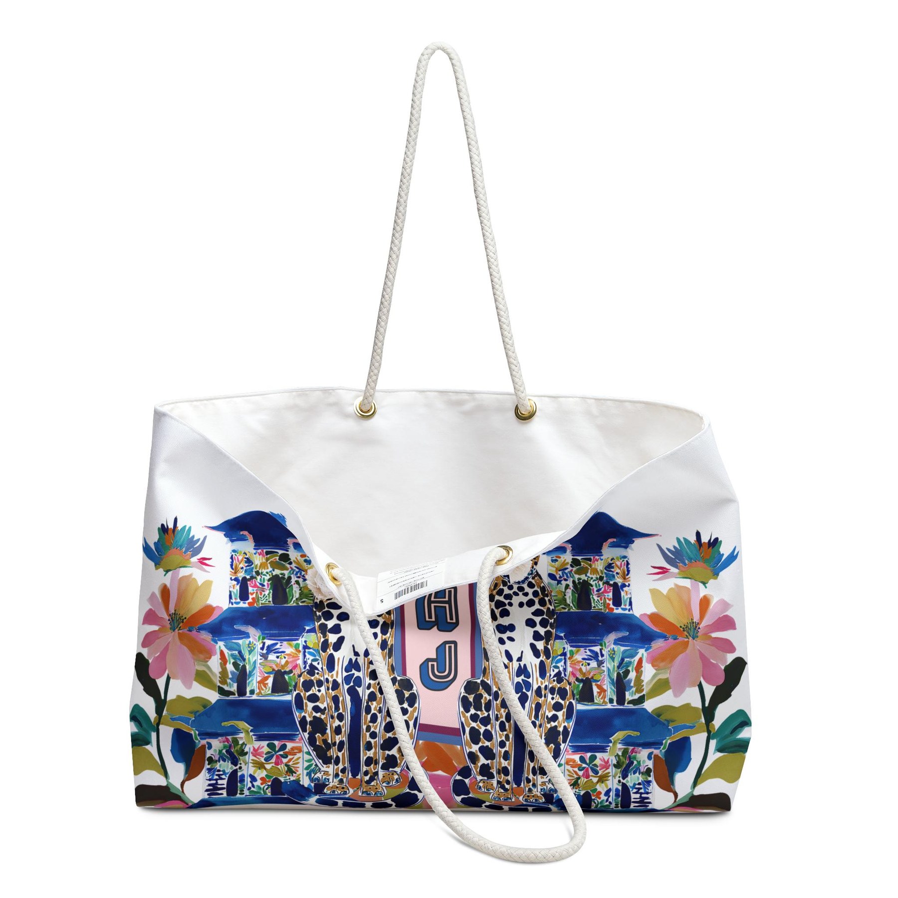 Mahjong Chinoiserie Cheetah w/ Pagoda Tote Bag, view 4