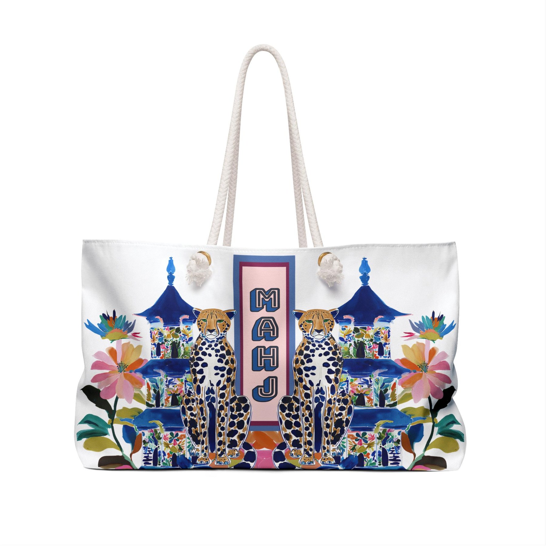 Mahjong Chinoiserie Cheetah w/ Pagoda Tote Bag, view 7