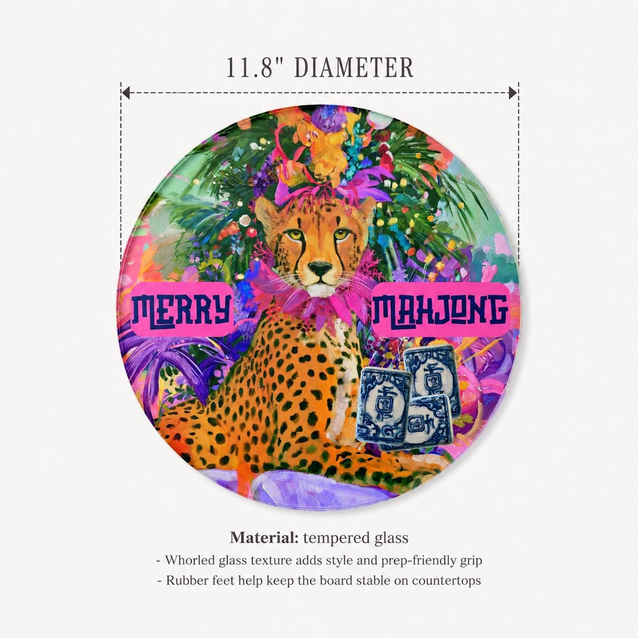 Mahjong Cheetah Glass Cutting Board, view 5