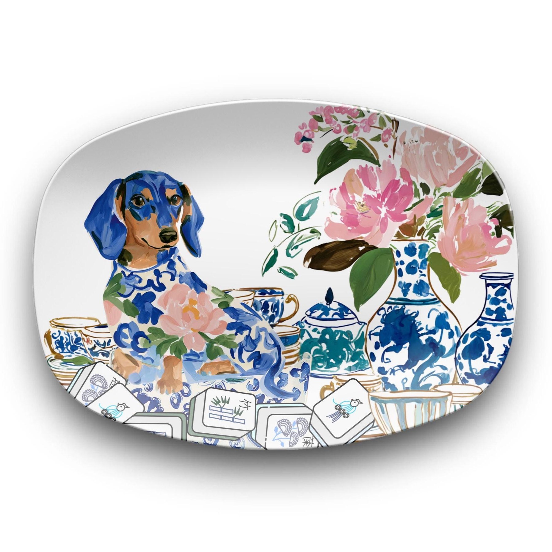 Mahjong Chinoiserie Dachshund Platter, view 3