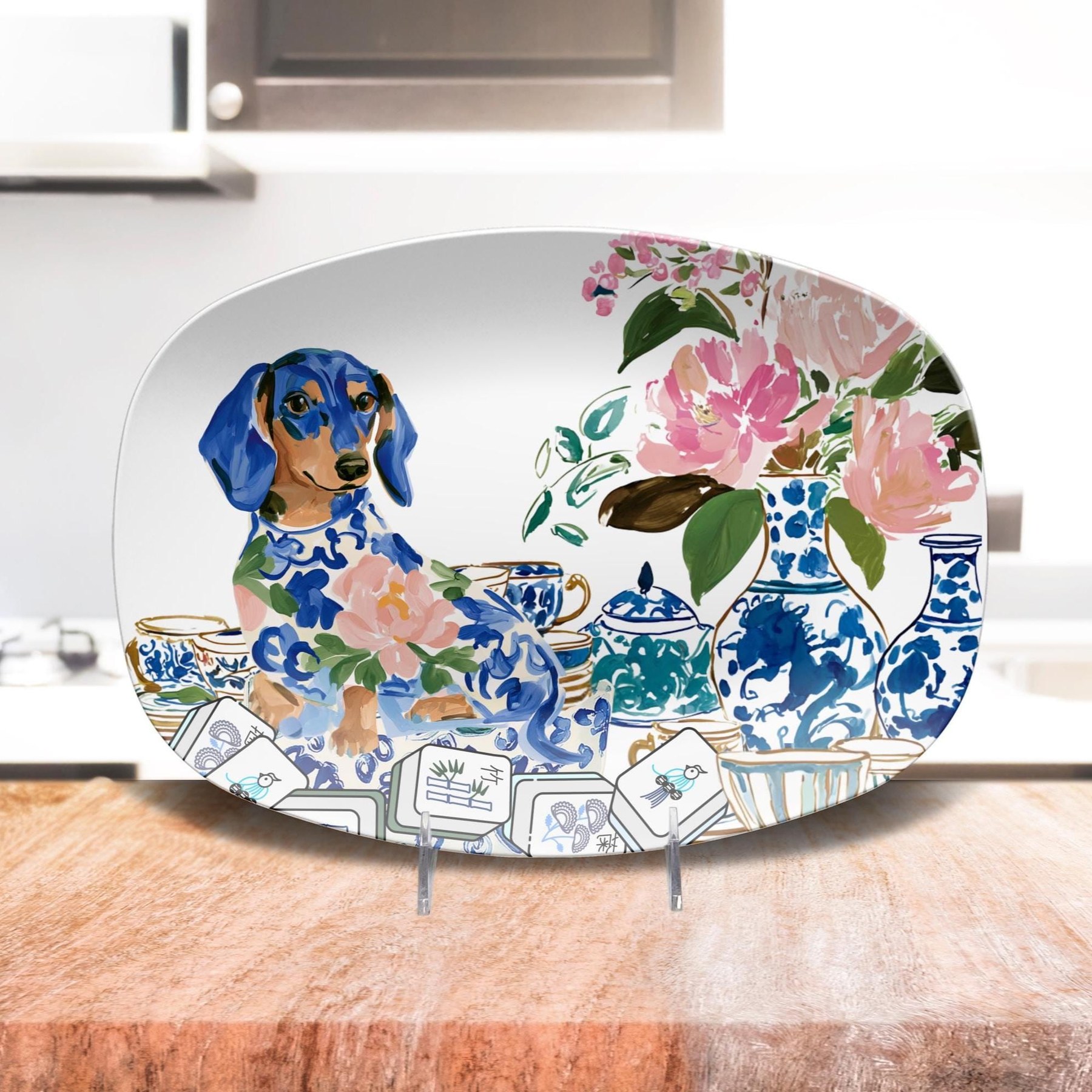Mahjong Chinoiserie Dachshund Platter, view 4