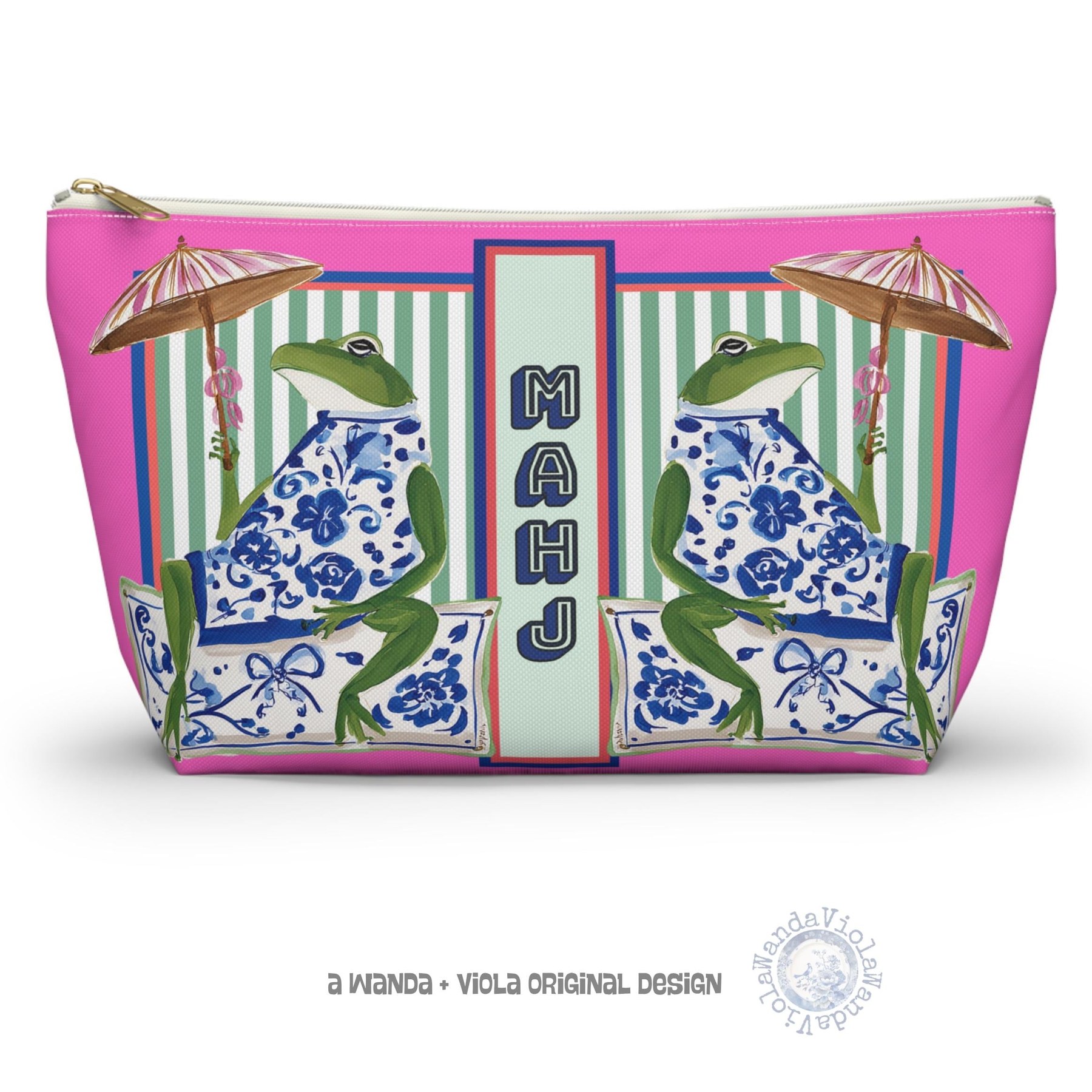 Mahjong Tile Bag with Chinoiserie Frog