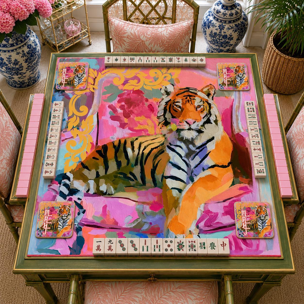 Mahjong Tiger Coaster Set of Four, view 2