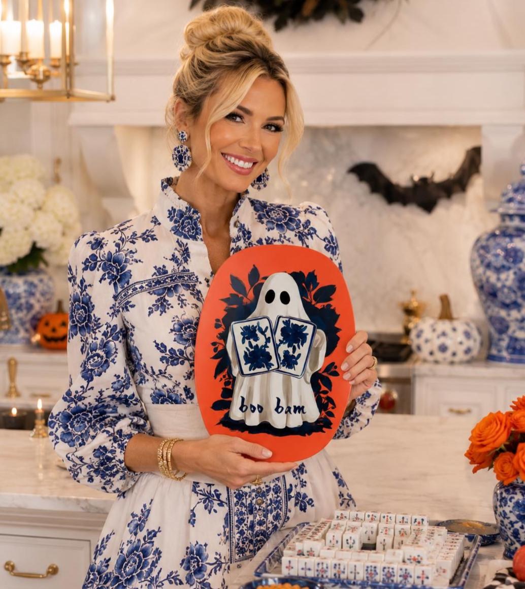 Halloween Chinoiserie Ghost "Boo Bam" Platter