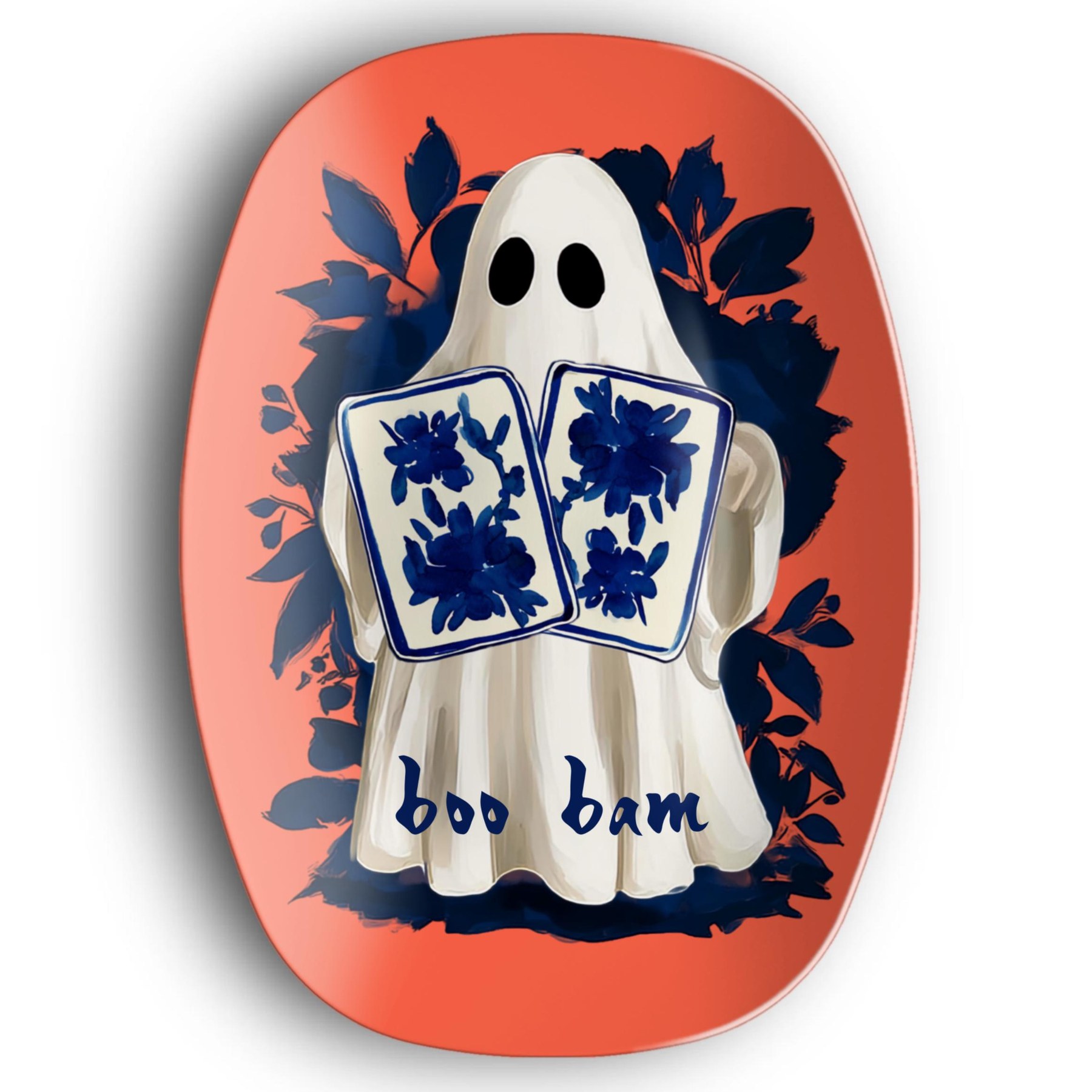 Halloween Chinoiserie Ghost "Boo Bam" Platter, view 2