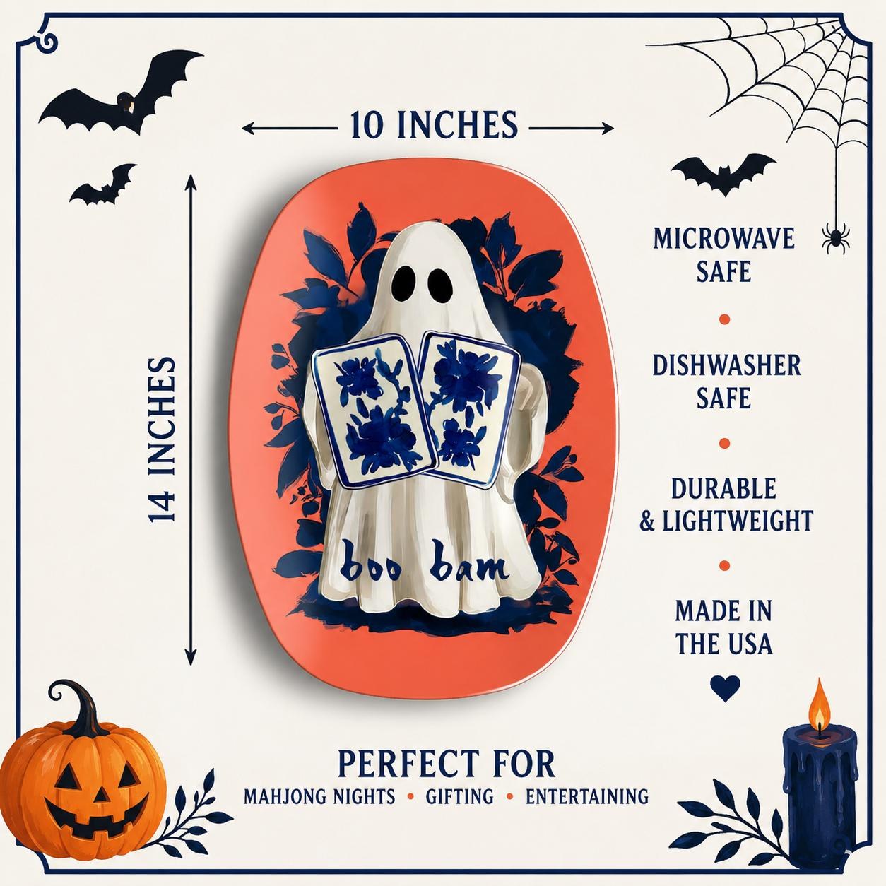 Halloween Chinoiserie Ghost "Boo Bam" Platter, view 4