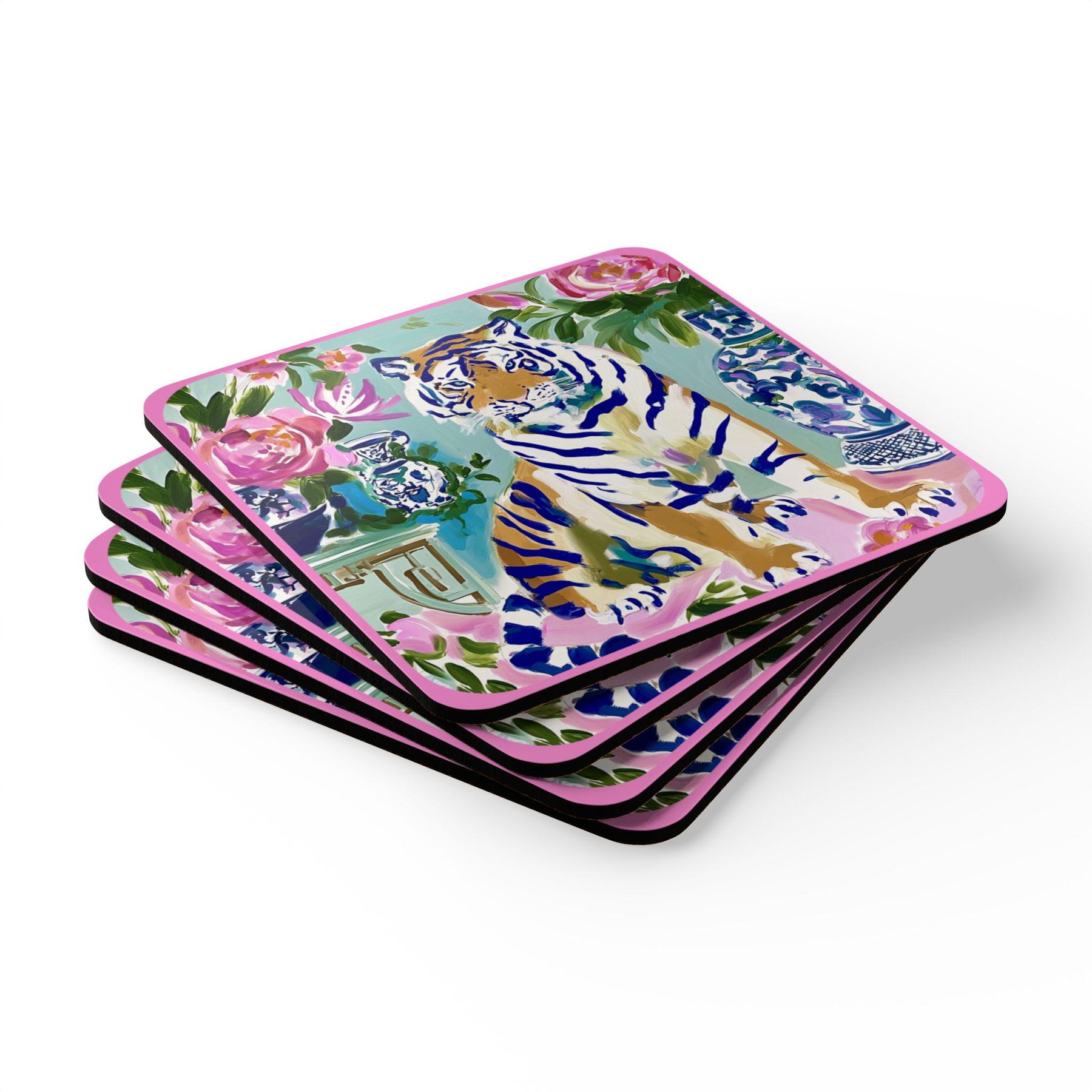 Mahjong Chinoiserie Tiger Coaster Set of Four, view 2