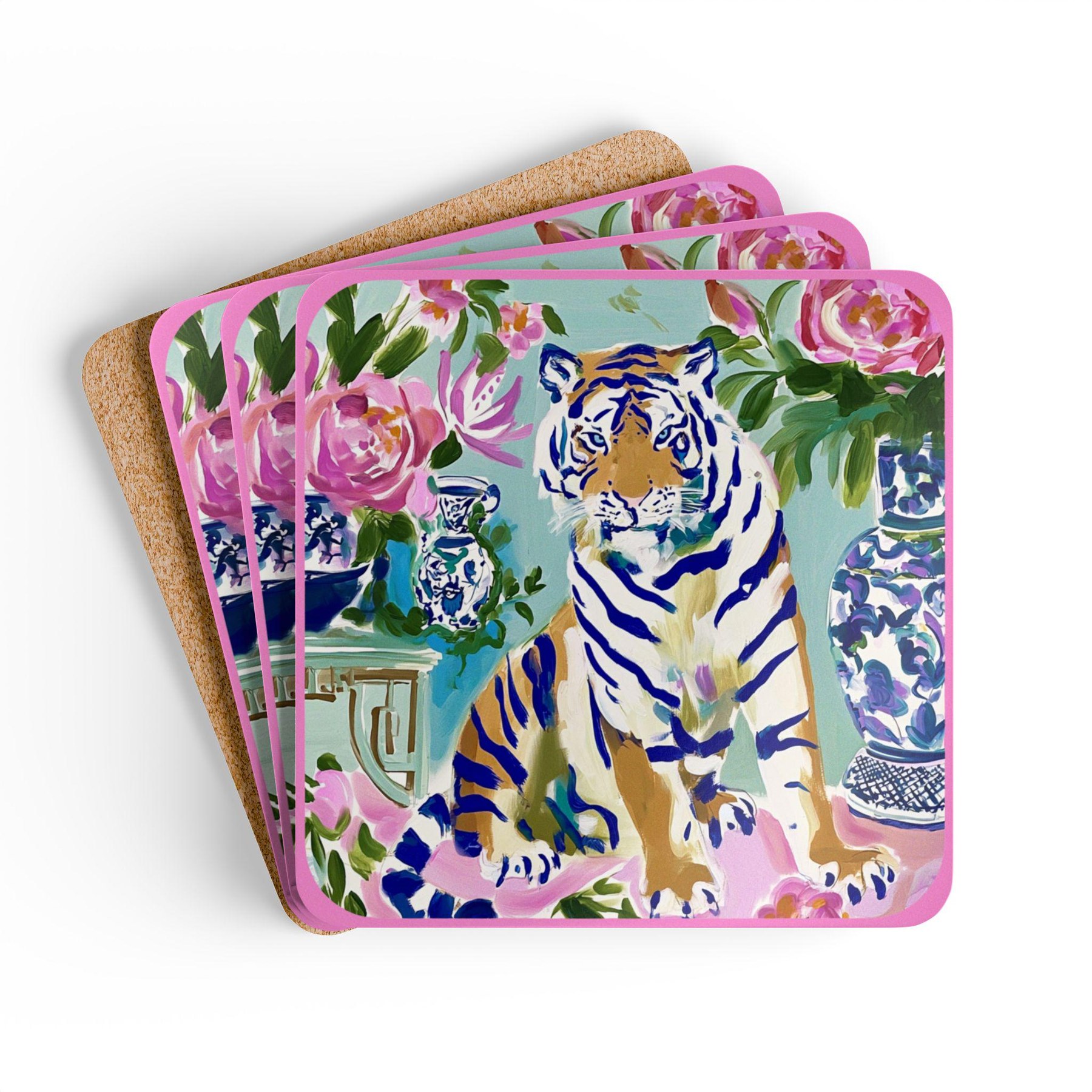 Mahjong Chinoiserie Tiger Coaster Set of Four, view 4