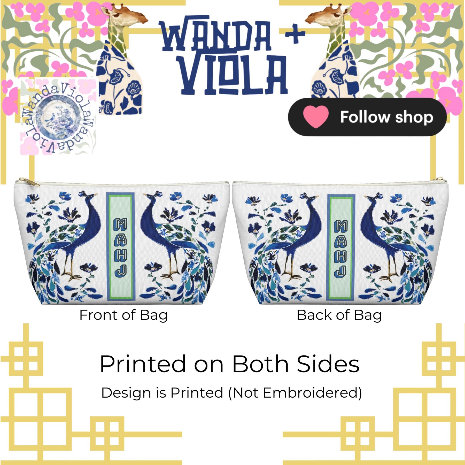 Mahjong Chinoiserie Bird Bam Peacock Tile Bag, view 8