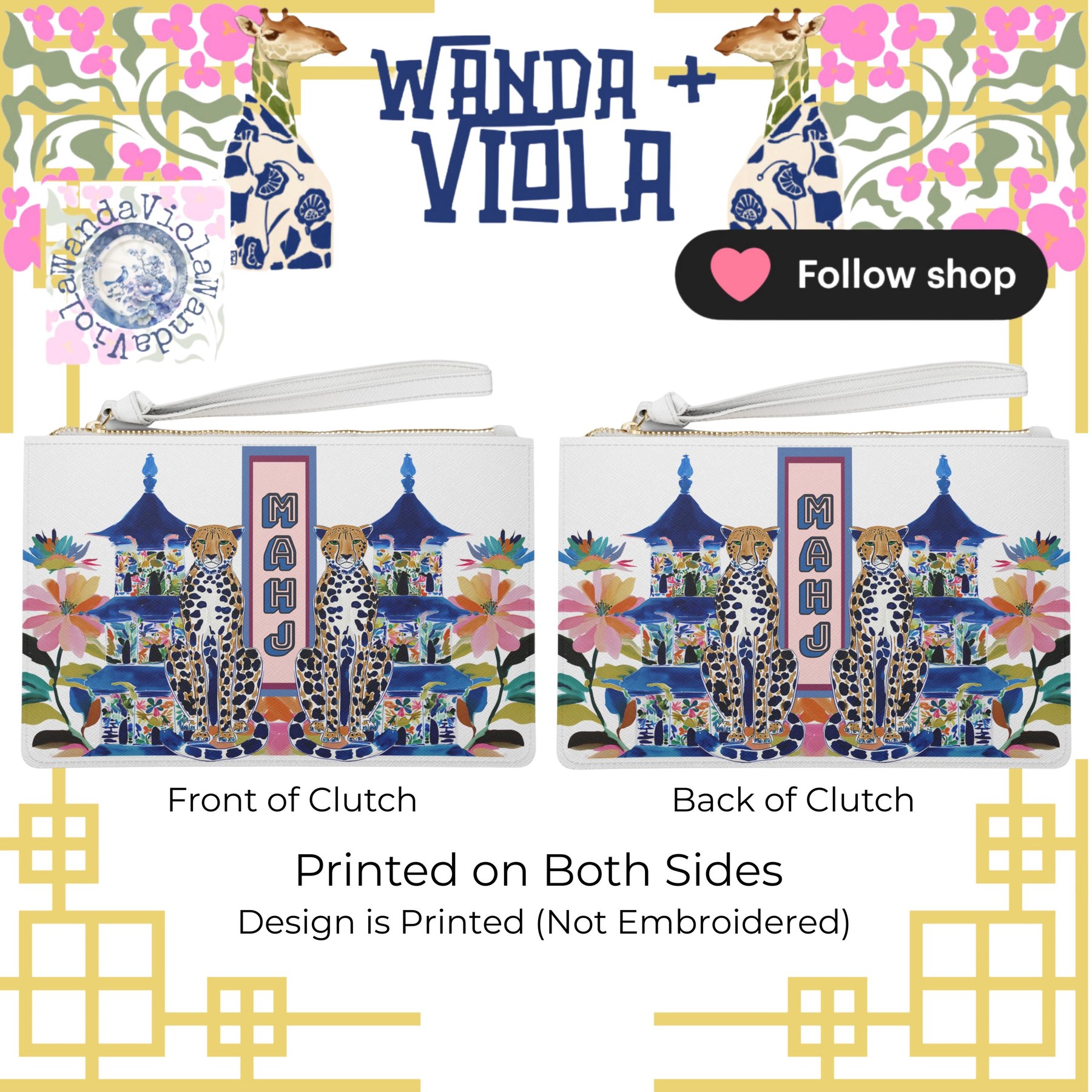 Mahjong Chinoiserie Cheetah w/ Pagoda Card Clutch, view 2