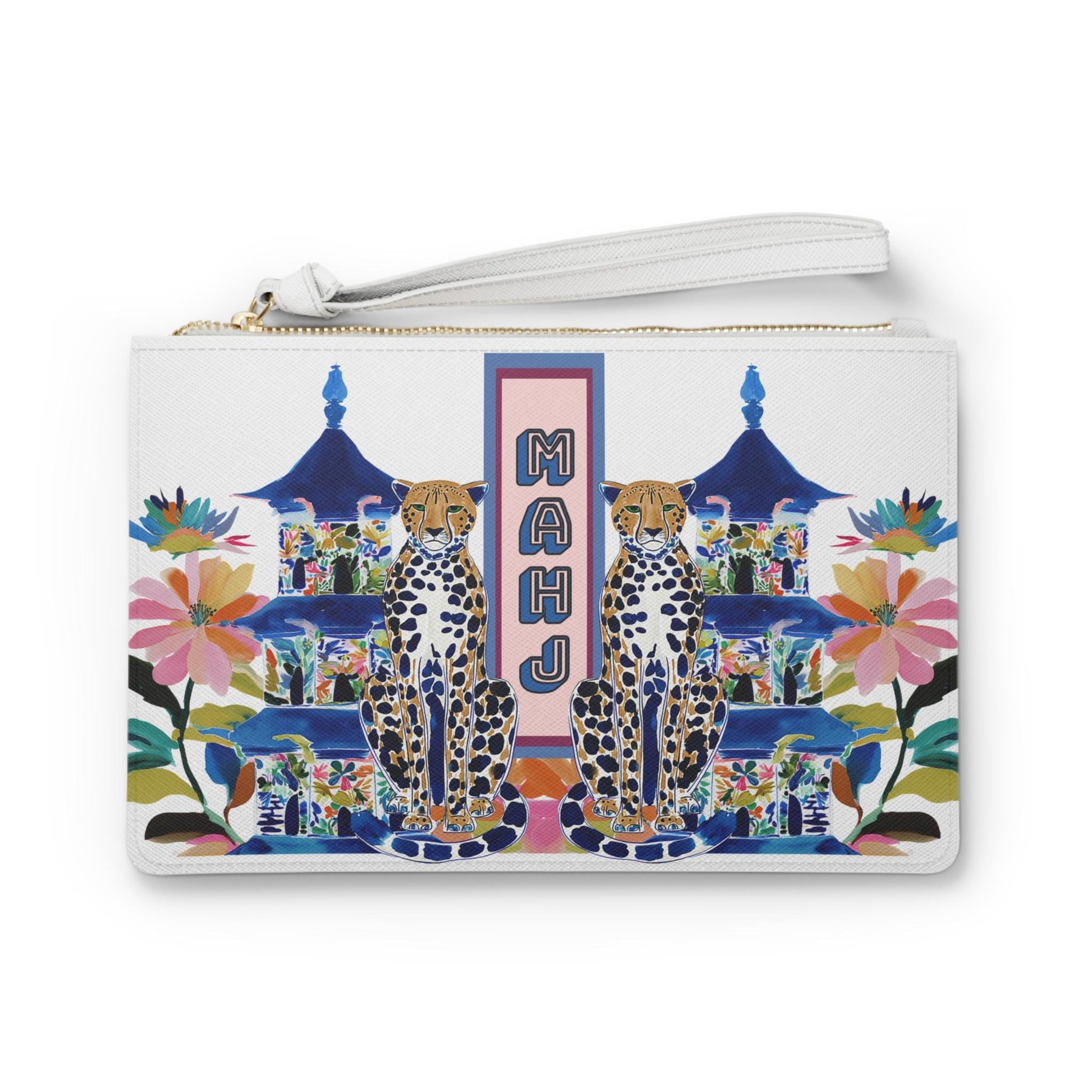 Mahjong Chinoiserie Cheetah w/ Pagoda Card Clutch, view 3