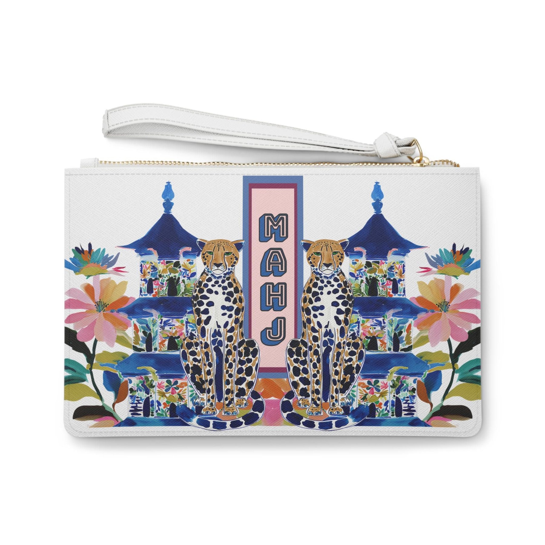 Mahjong Chinoiserie Cheetah w/ Pagoda Card Clutch, view 4