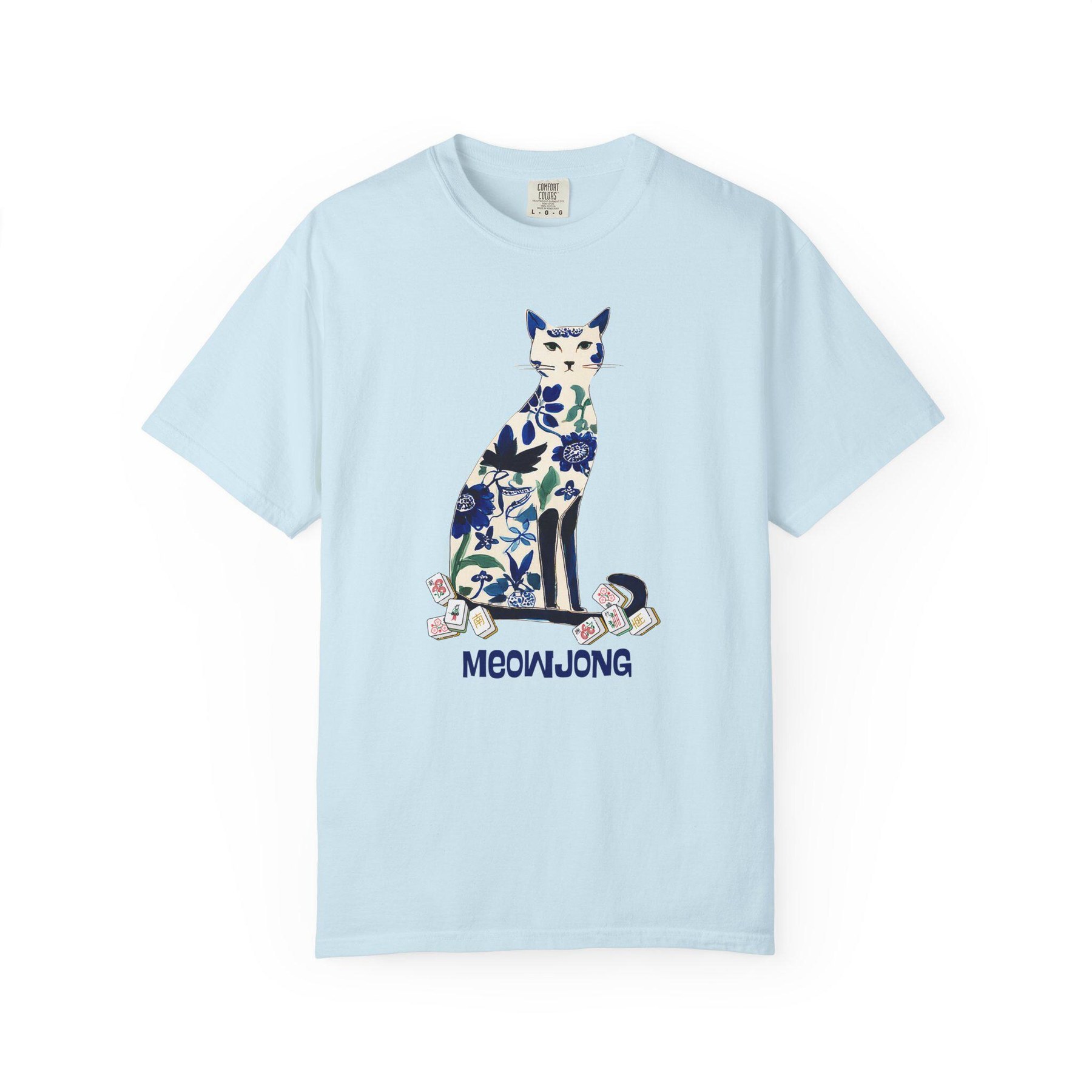 Mahjong "MeowJong" Chinoiserie Cat Comfort Colorsโข T-Shirt, view 5