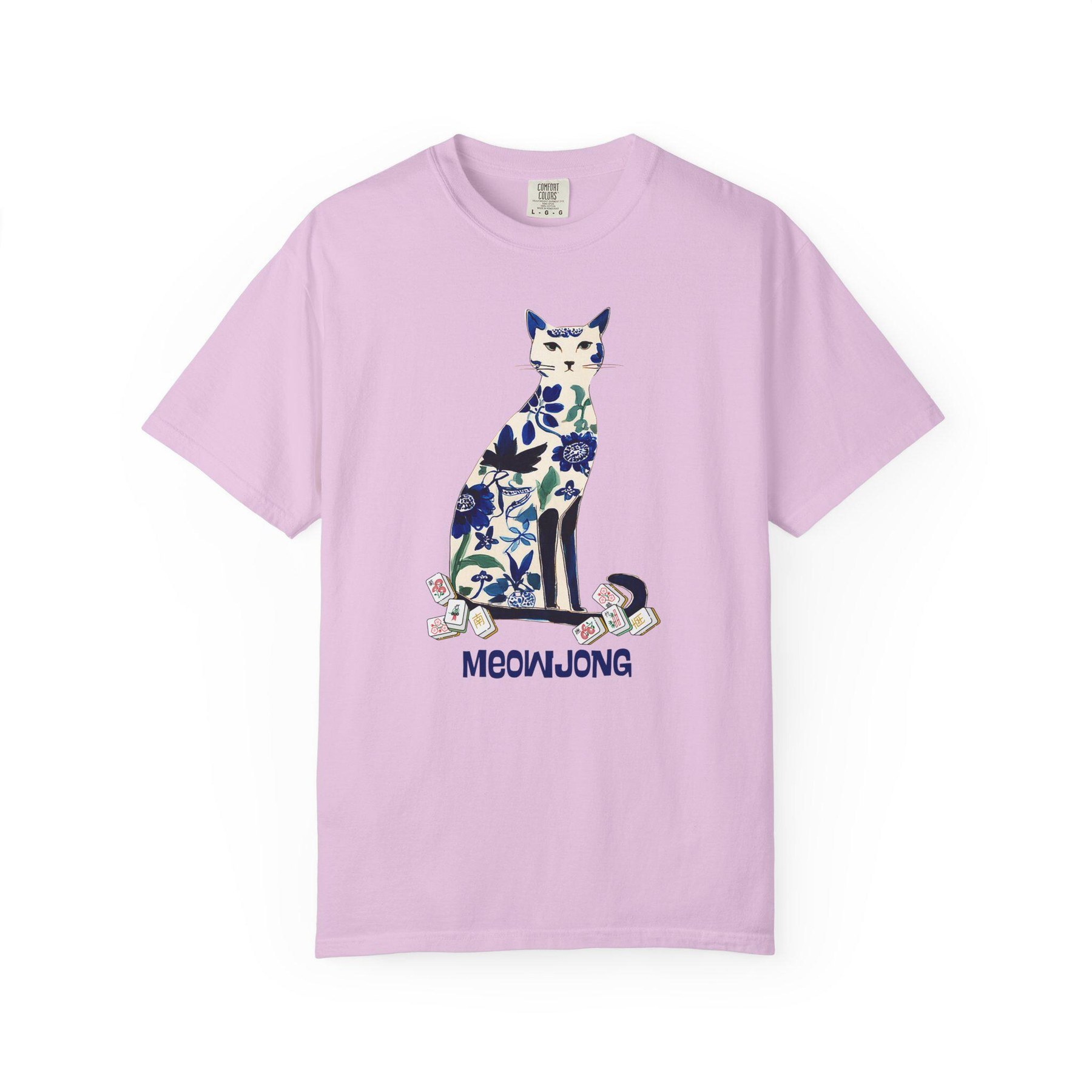 Mahjong "MeowJong" Chinoiserie Cat Comfort Colorsโข T-Shirt, view 6