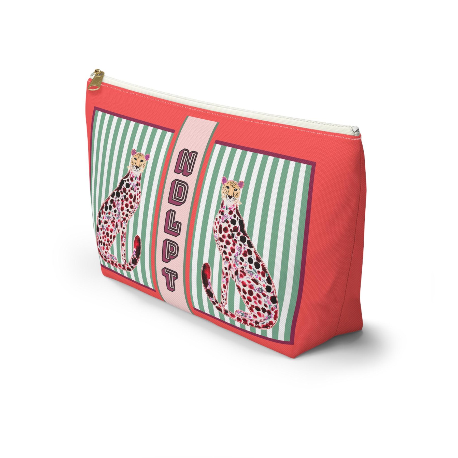 Needlepoint Project Bag NDLPT, Chinoiserie Cheetah Pouch, Preppy Leopard Stitcher Gift, Monogram Style Bag Small Project Bag for Needlepoint, view 4
