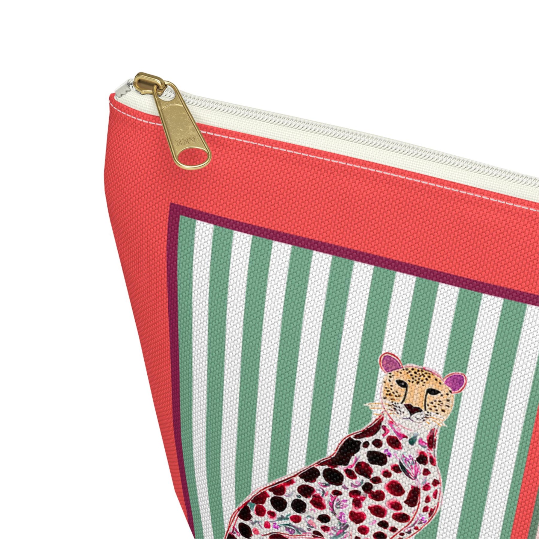 Needlepoint Project Bag NDLPT, Chinoiserie Cheetah Pouch, Preppy Leopard Stitcher Gift, Monogram Style Bag Small Project Bag for Needlepoint, view 7