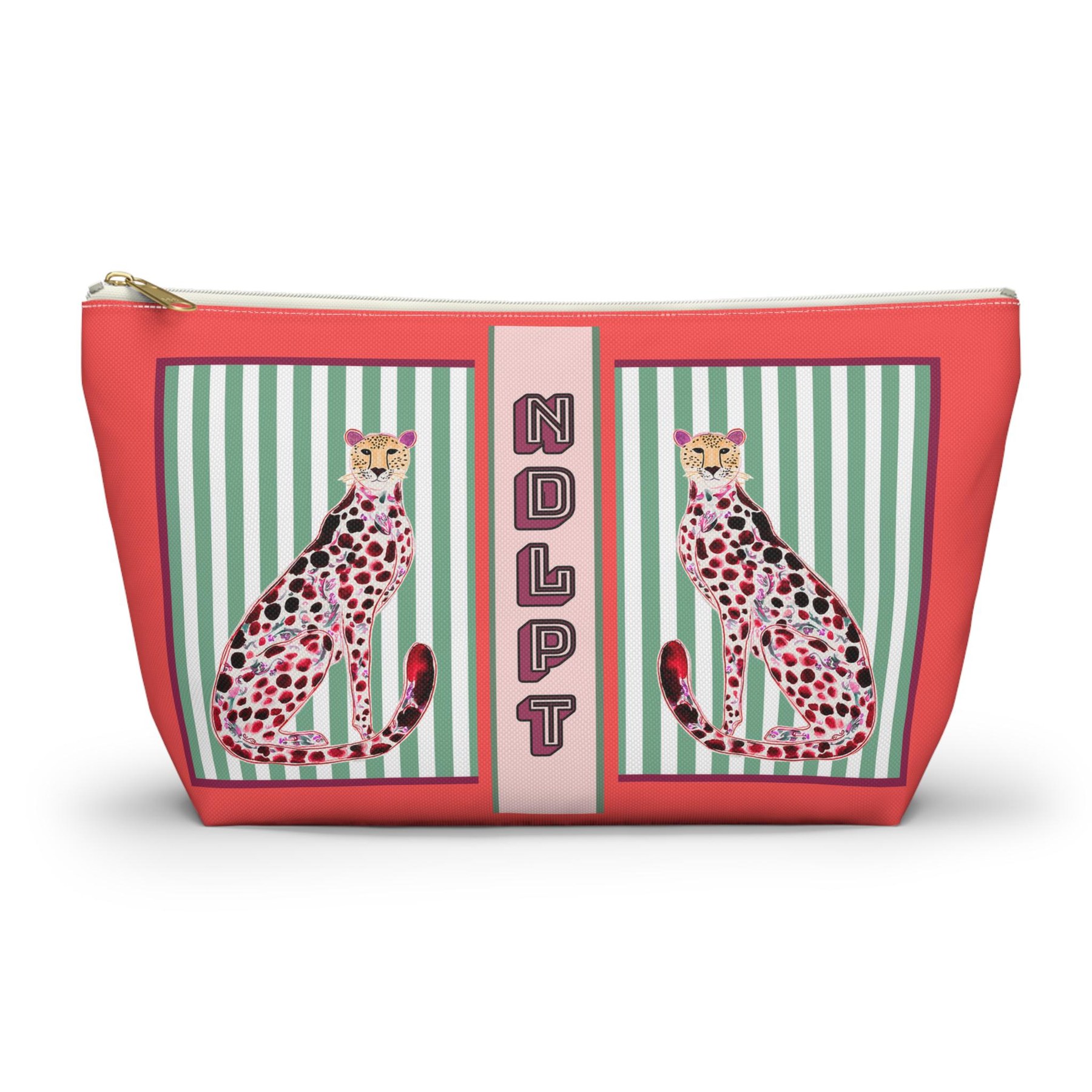 Needlepoint Project Bag NDLPT, Chinoiserie Cheetah Pouch, Preppy Leopard Stitcher Gift, Monogram Style Bag Small Project Bag for Needlepoint, view 8