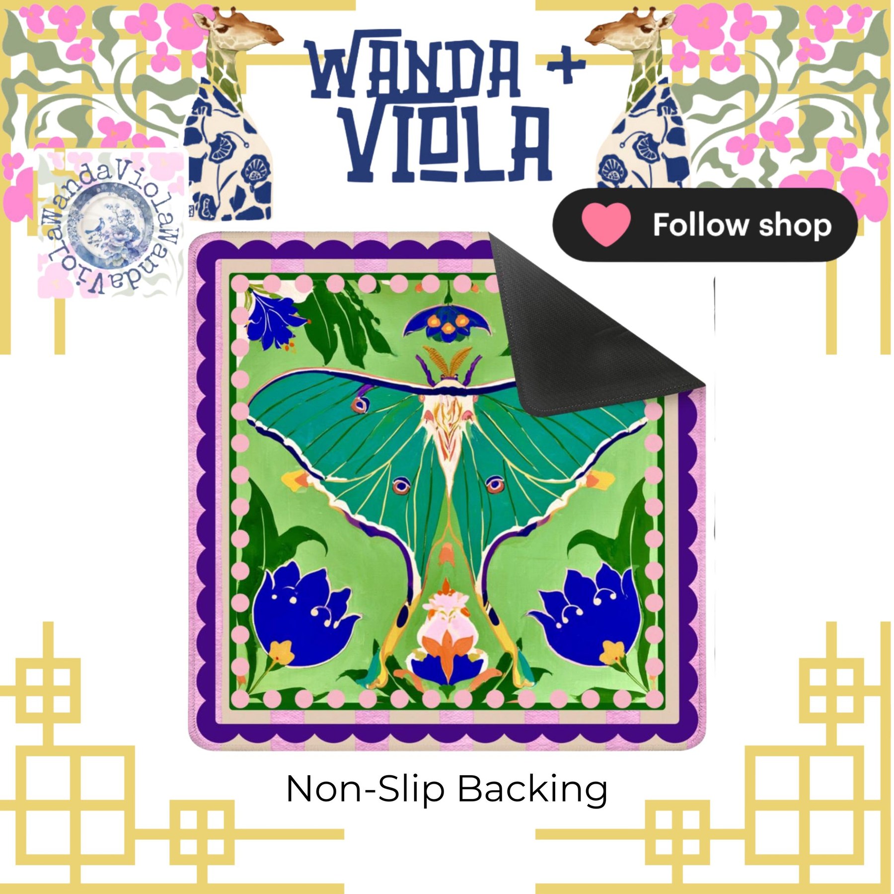 Mahjong Luna Moth Game Mat, view 3