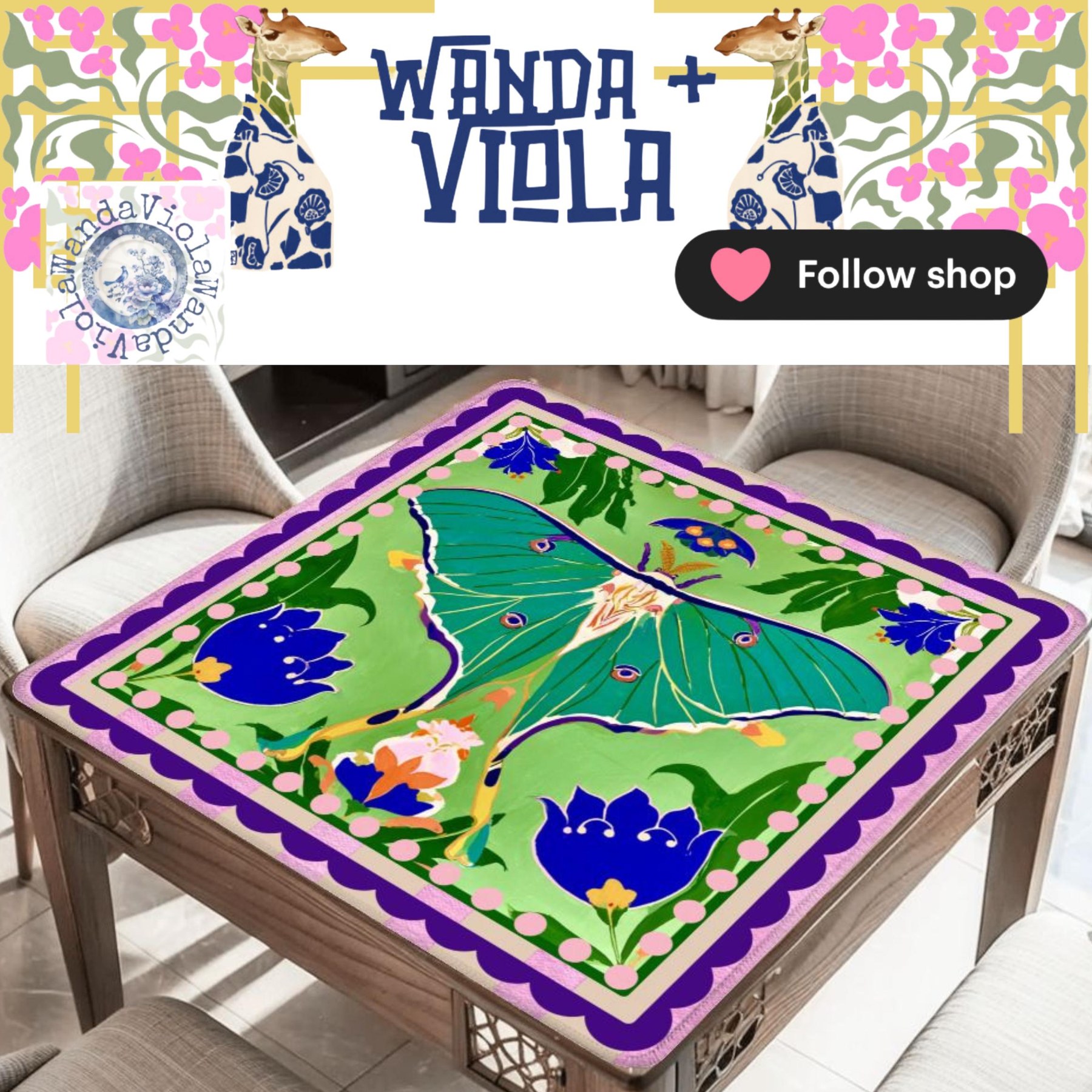Mahjong Luna Moth Game Mat, view 4