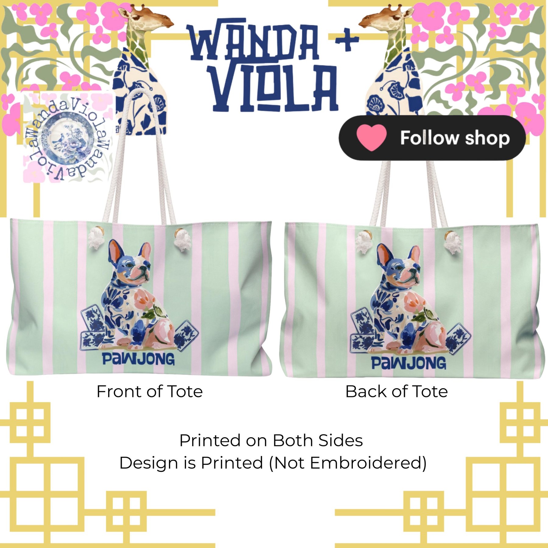 Mahjong French Bulldog "Pawjong" Weekender Bag, view 8