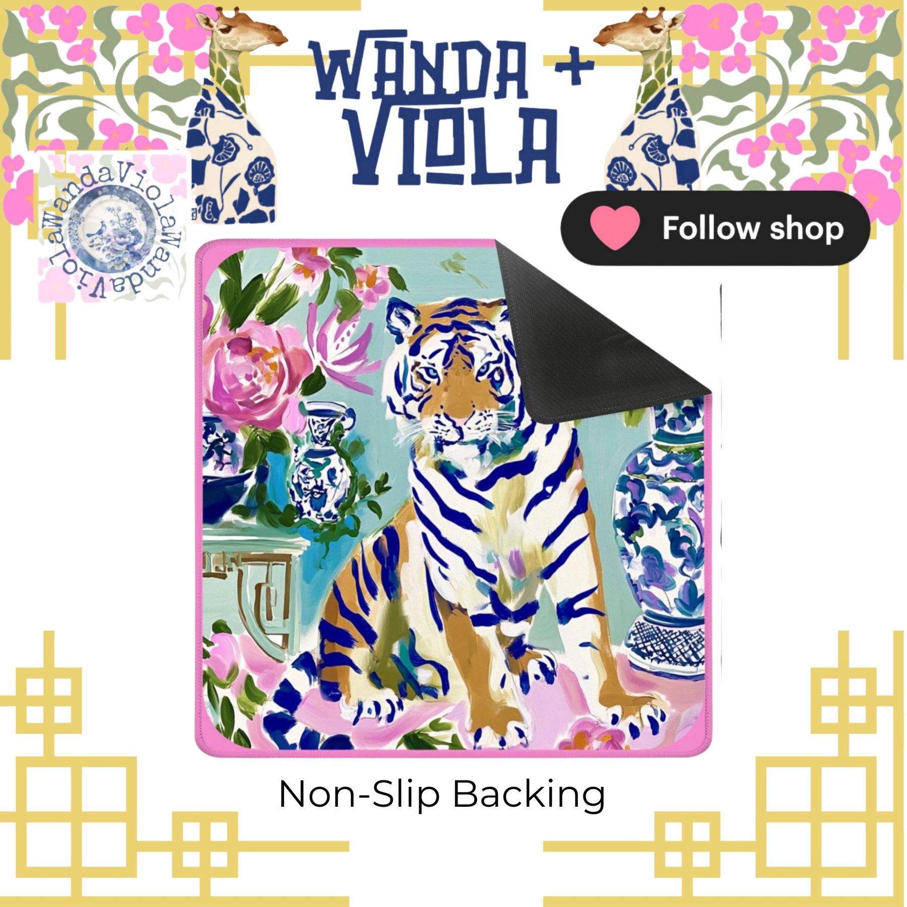 Mahjong Chinoiserie Tiger Game Mat, view 4