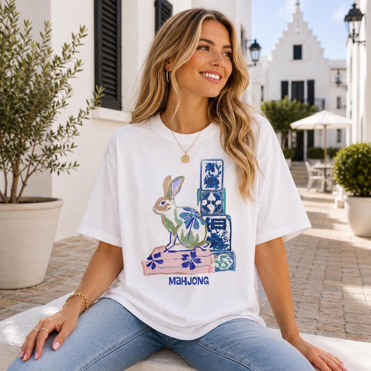Mahjong Painted Rabbit Comfort Colorsโข T-Shirt, view 2