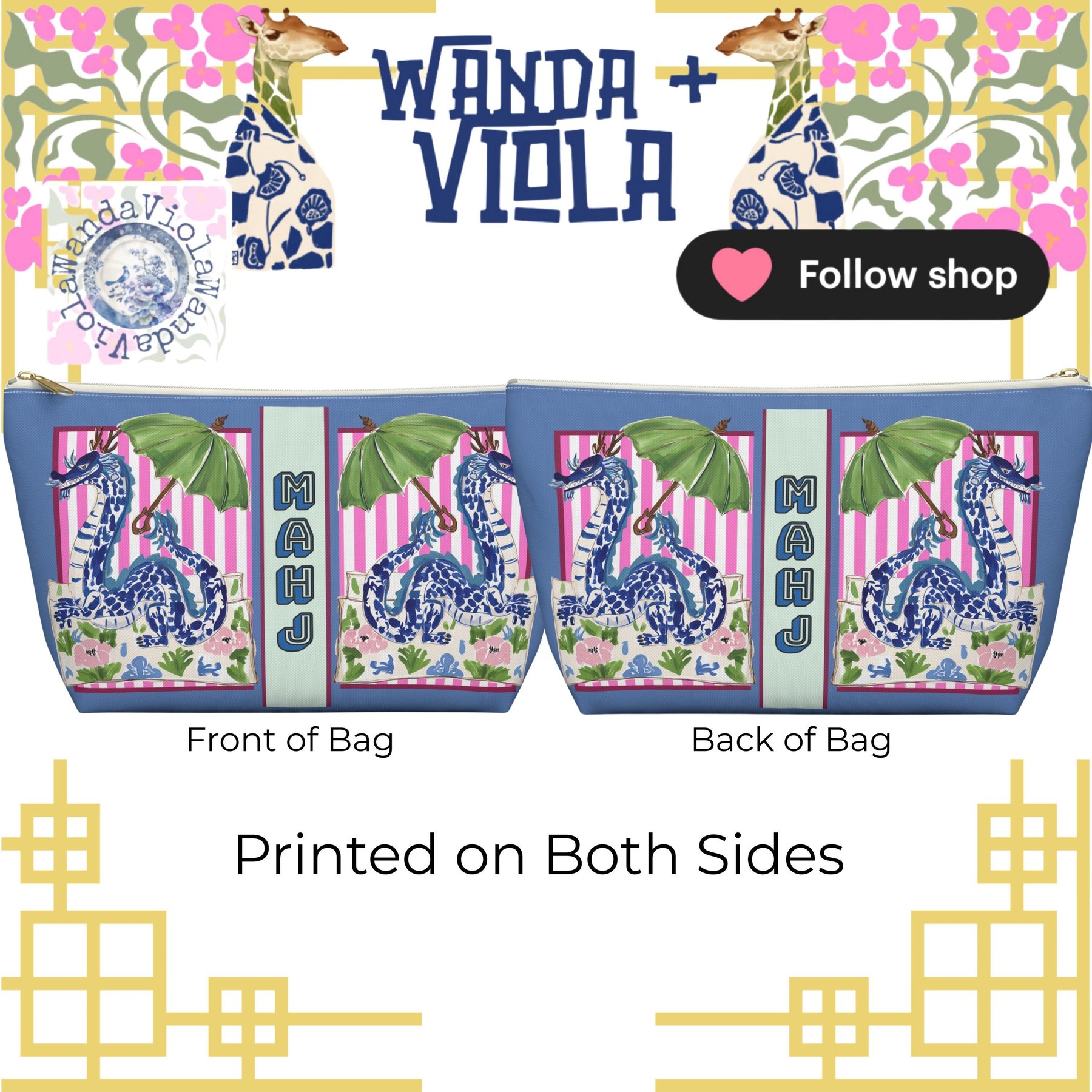 Mahjong Chinoiserie Dragon Tile Bag, view 3