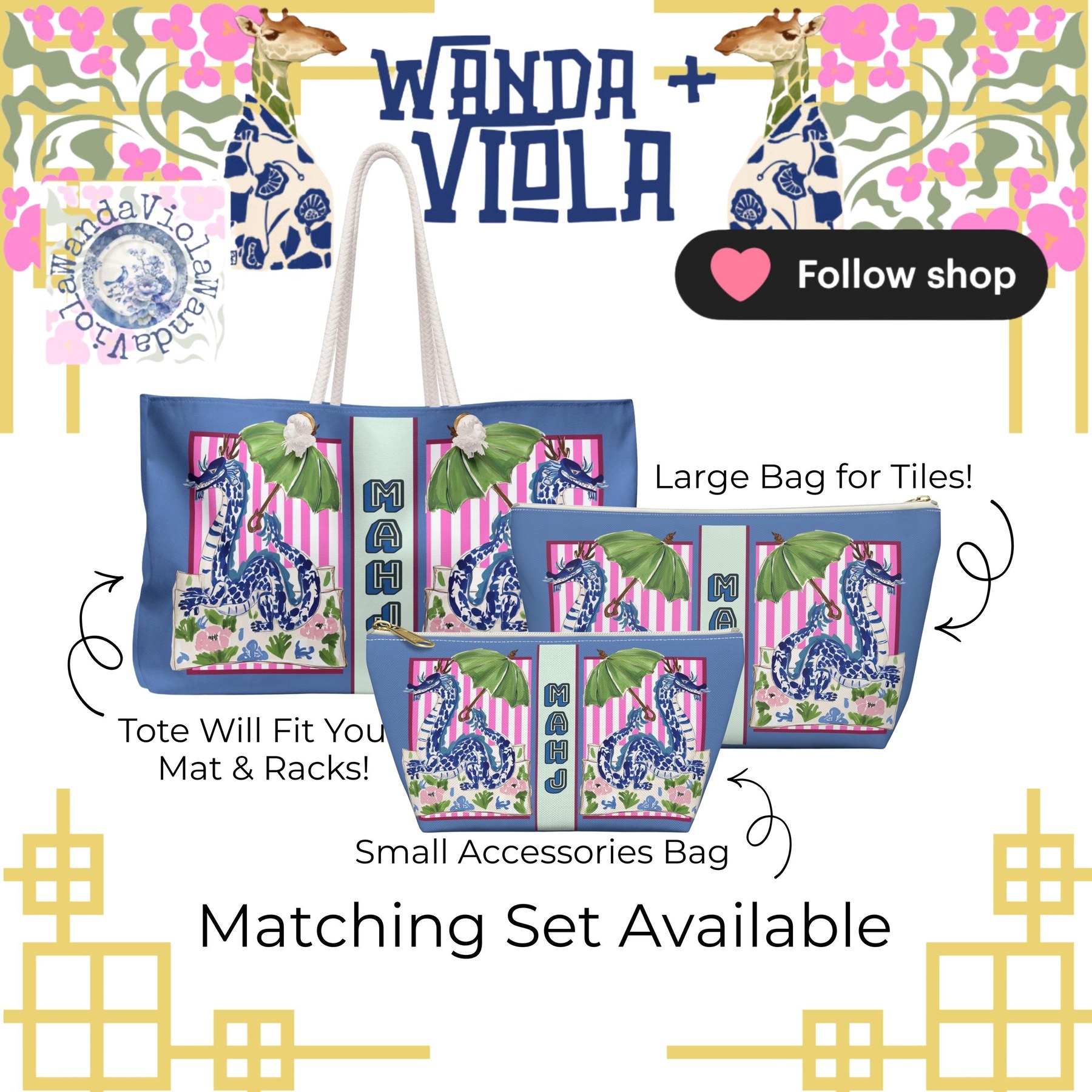 Mahjong Chinoiserie Dragon Tile Bag, view 13