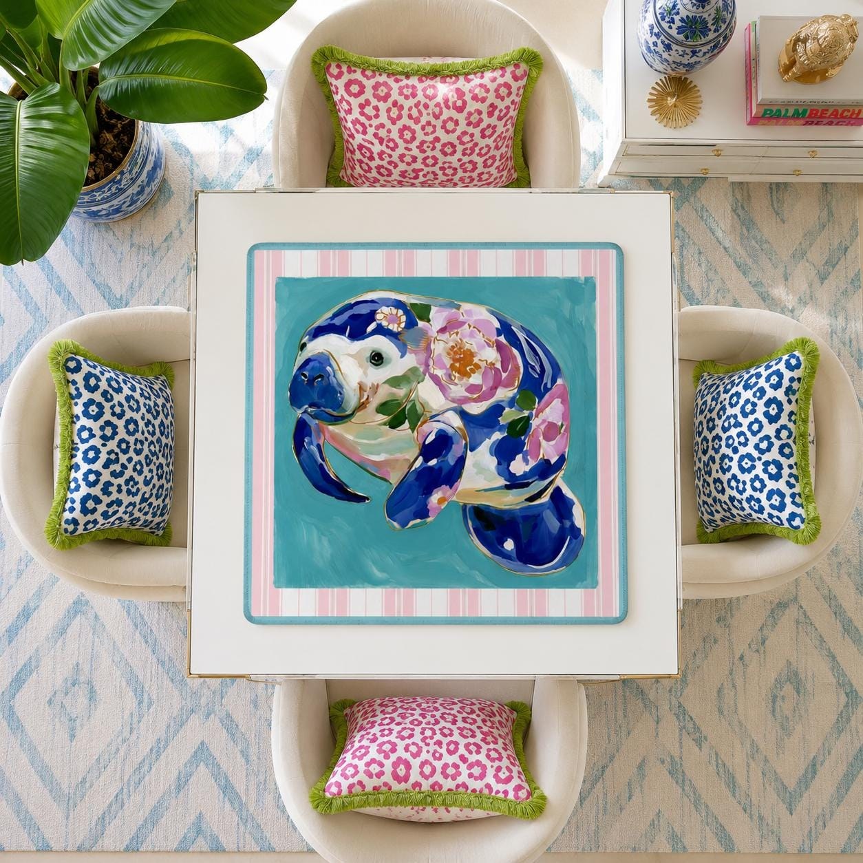 Mahjong Chinoiserie Manatee Game Mat, view 2