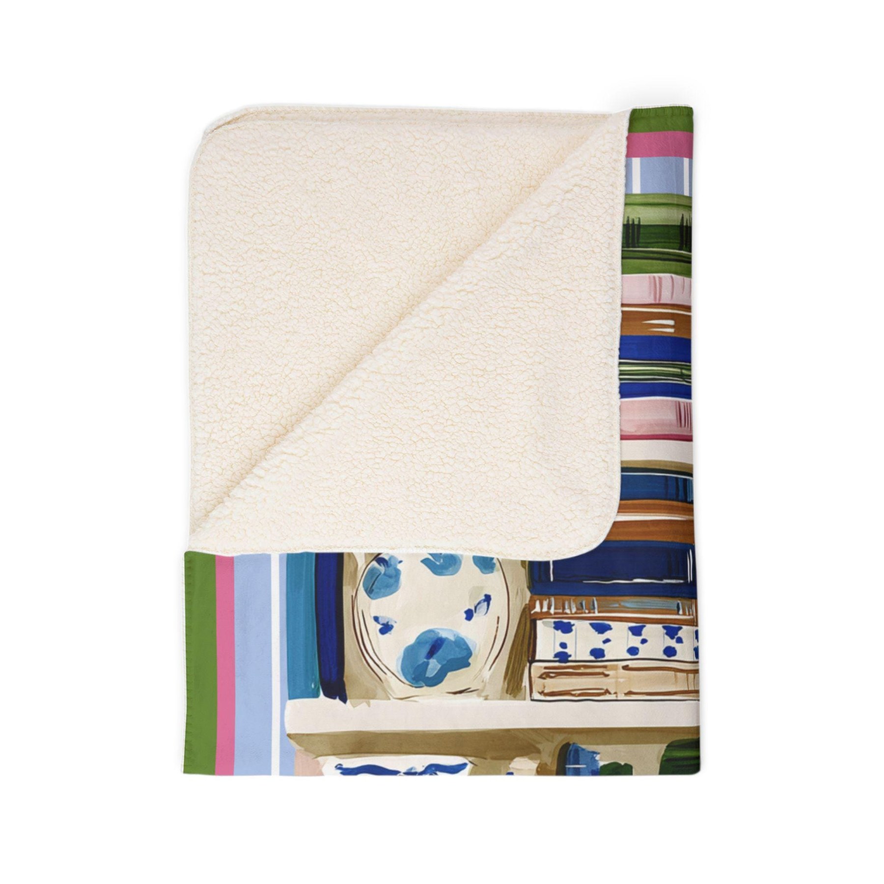 Book Lover Bookcase Sherpa Throw Blanket, view 4