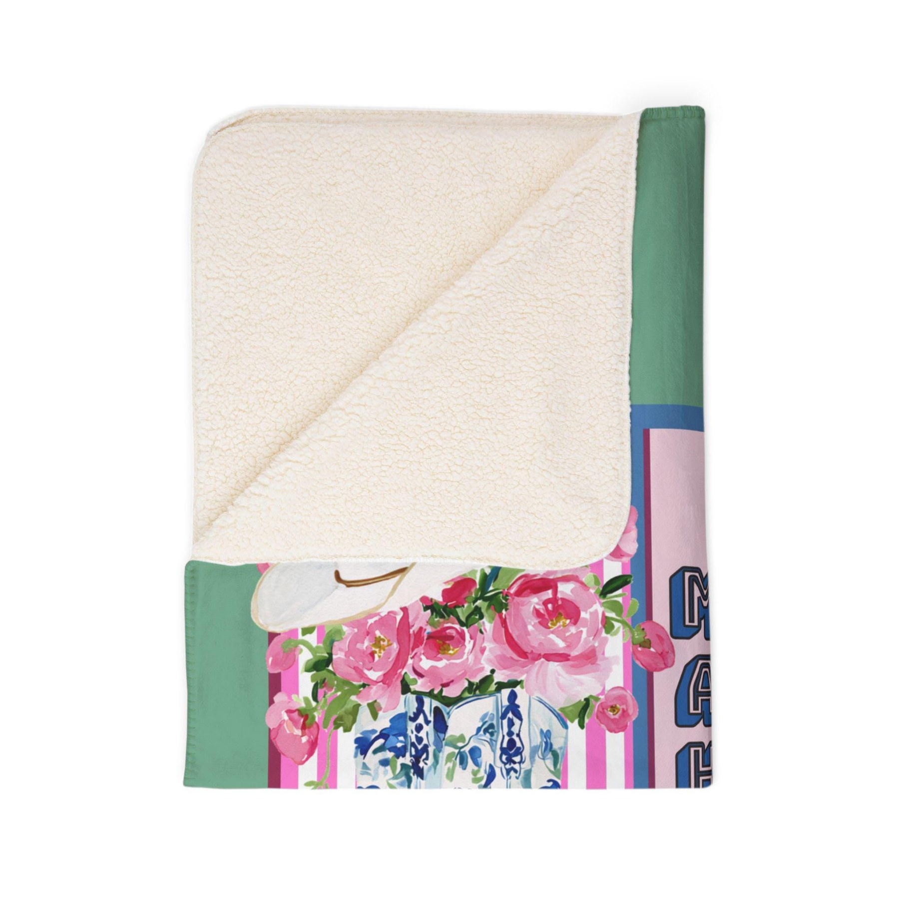 Mahjong Cowgirl Boots Sherpa Throw Blanket, view 4
