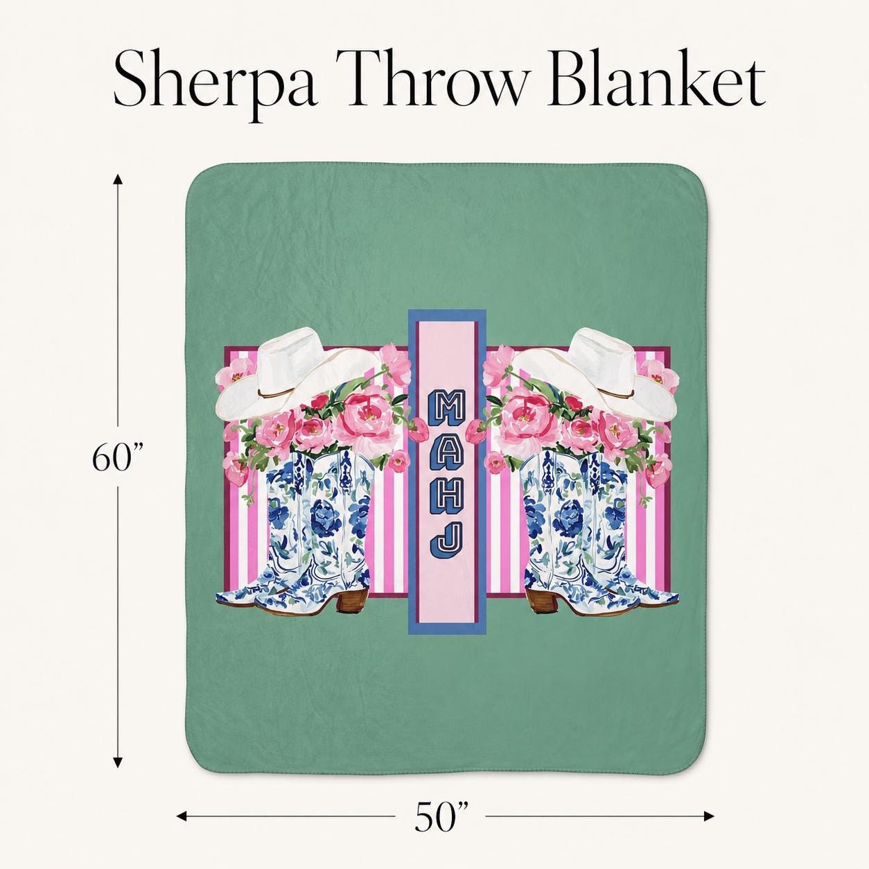 Mahjong Cowgirl Boots Sherpa Throw Blanket, view 6