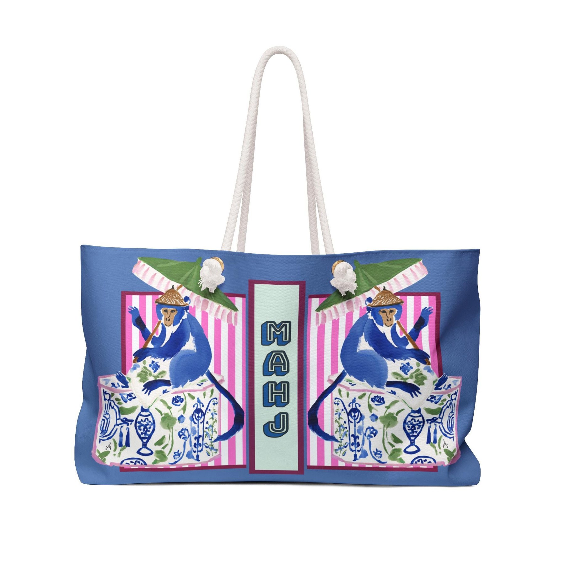 Mahjong Chinoiserie Monkey Tote Bag, view 2