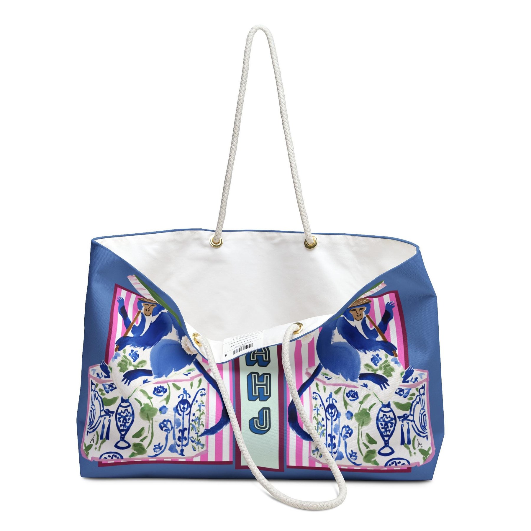 Mahjong Chinoiserie Monkey Tote Bag, view 4