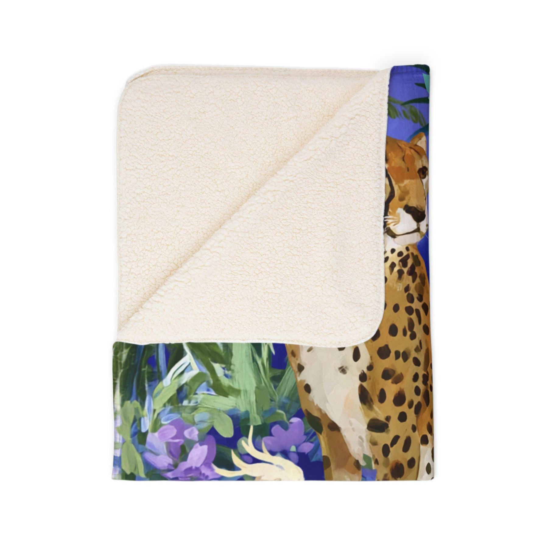Cheetah & Cockatoos Sherpa Throw Blanket, view 4
