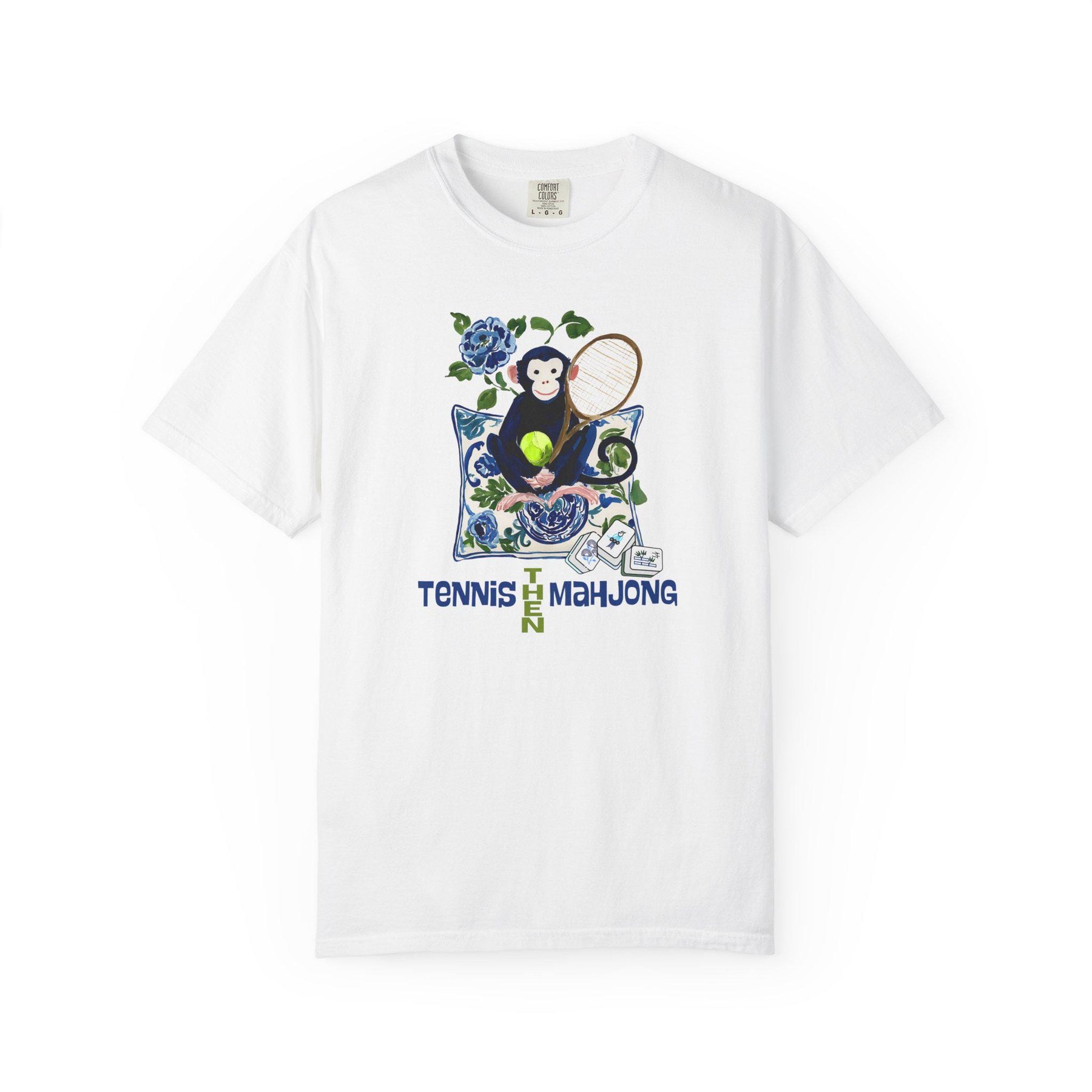 Mahjong Monkey "Tennis Then Mahjong" Comfort Colors™ T-Shirt, view 3
